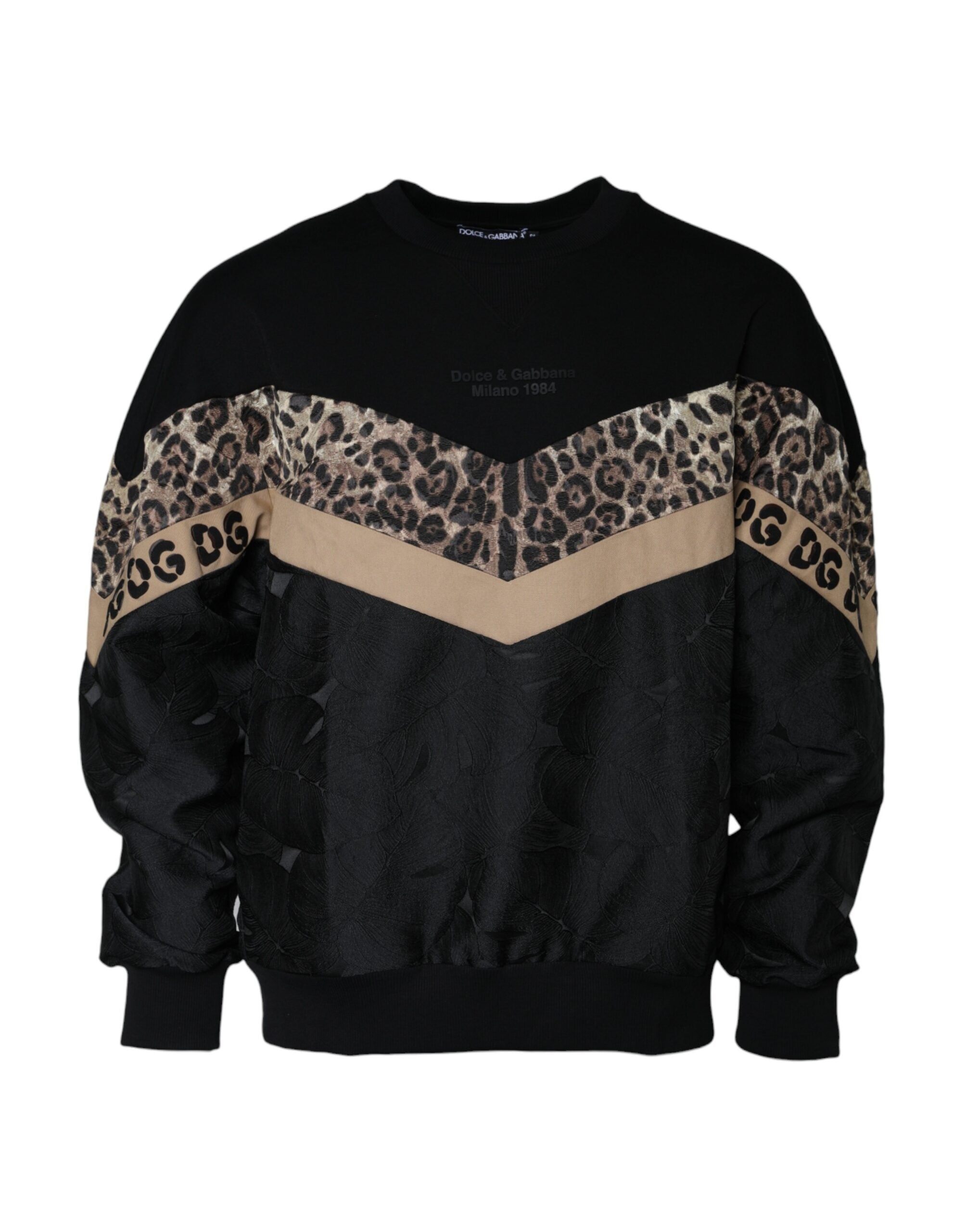 Dolce & Gabbana Svart Leopard Rund Halsad Sweatshirt