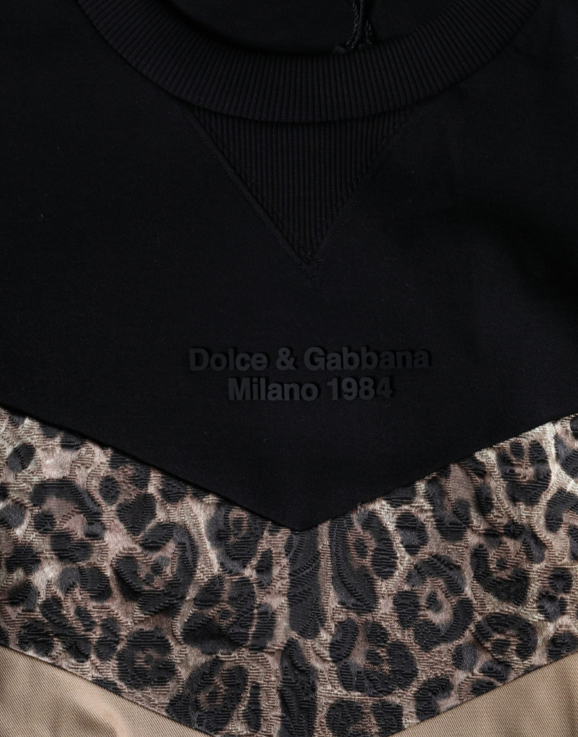 Dolce & Gabbana Svart Leopard Rund Halsad Sweatshirt