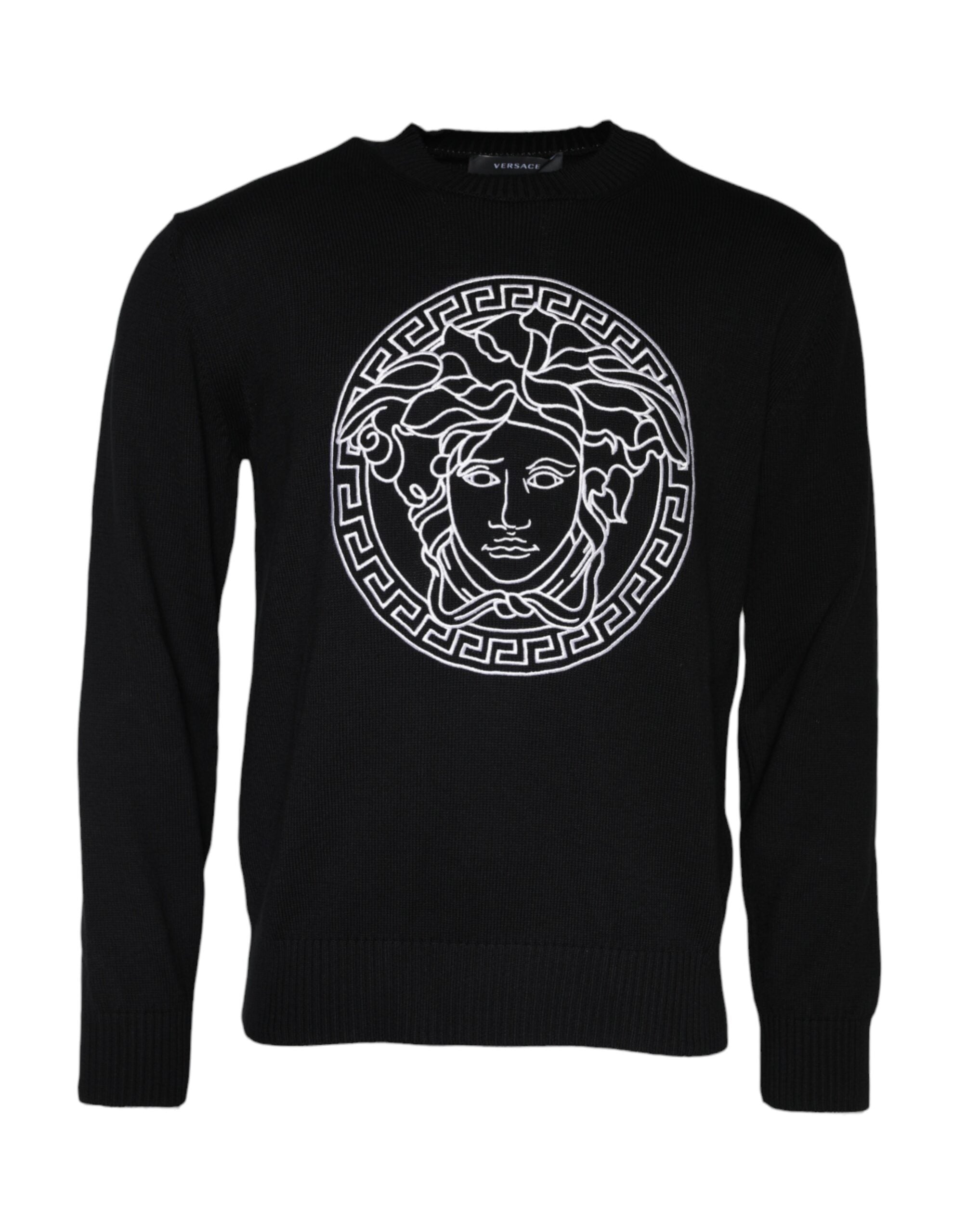 Versace Svart Medusa Broderad Rund Halsad Tröja