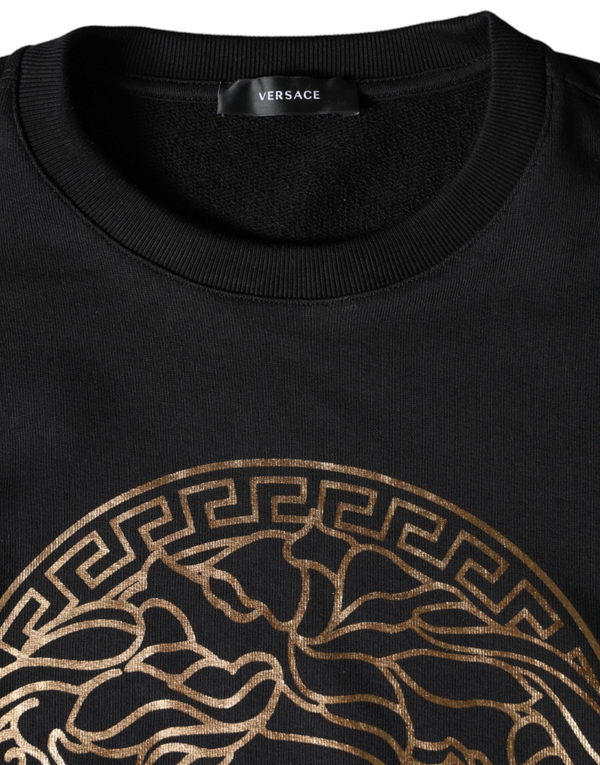 Versace Svart Medusa Fleece Bomull Rund Halsad Sweatshirt