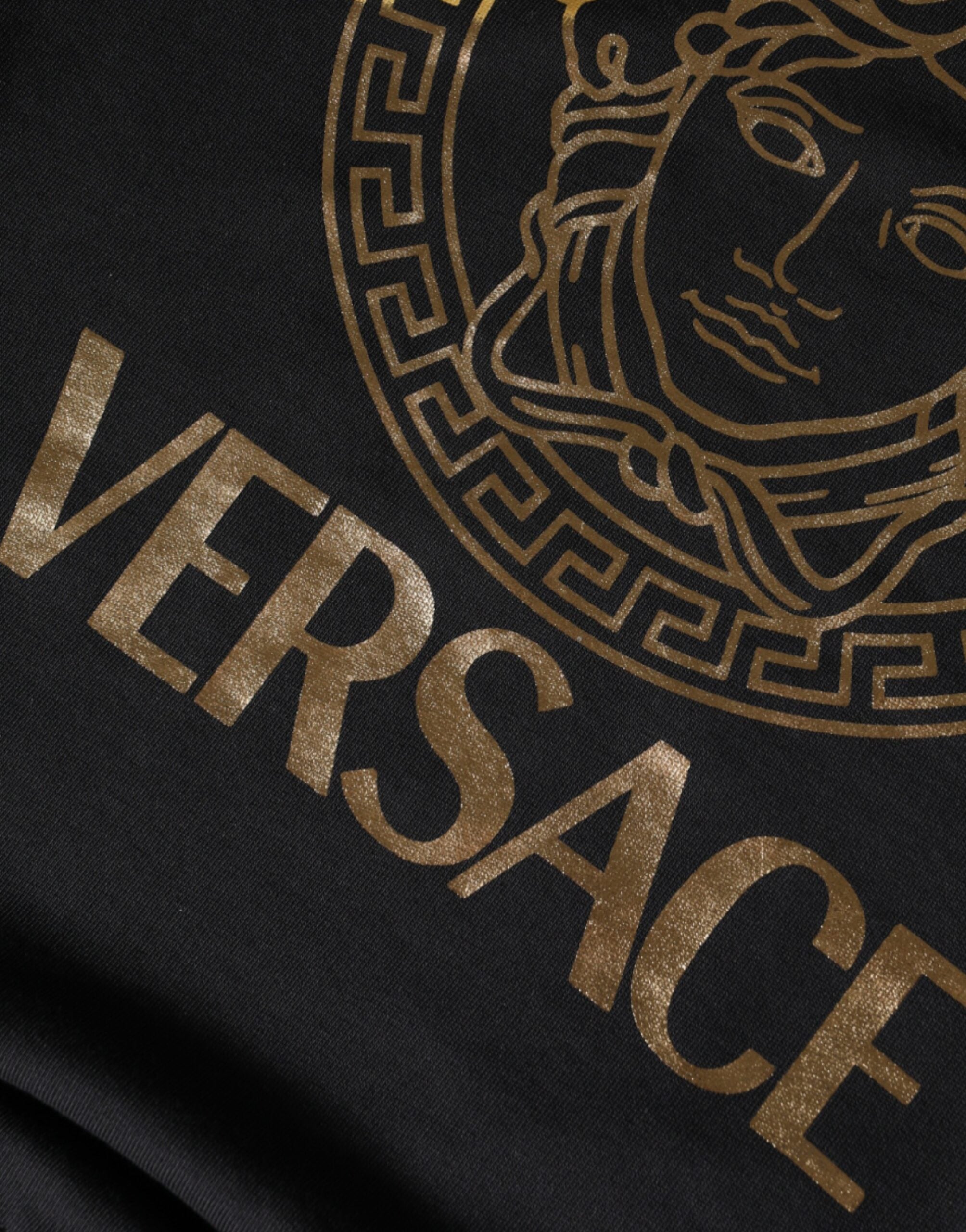 Versace Svart Medusa Fleece Bomull Rund Halsad Sweatshirt