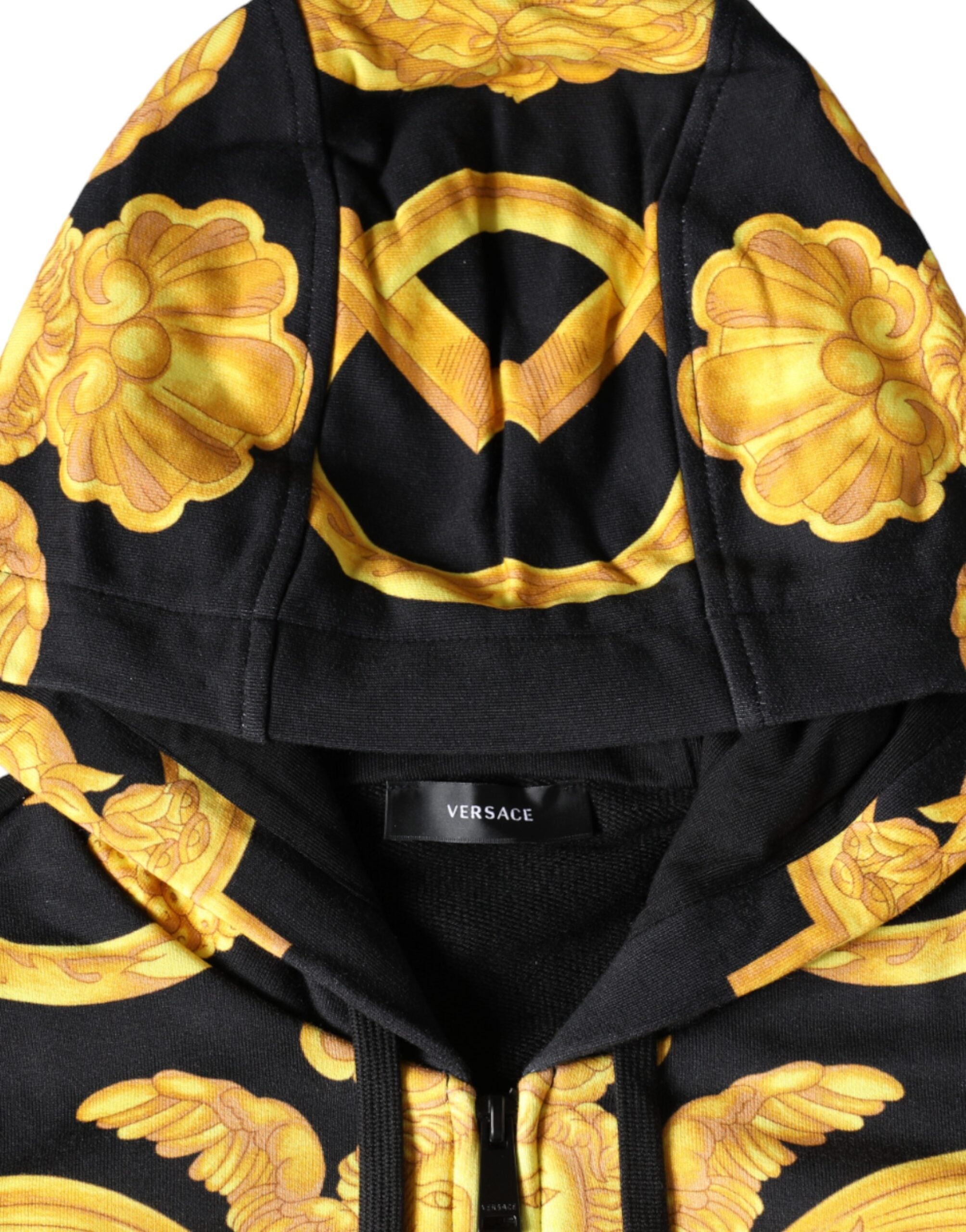 Versace Svart Medusa-tryckt bomullshoodie med dragkedjaSweatshirttröja