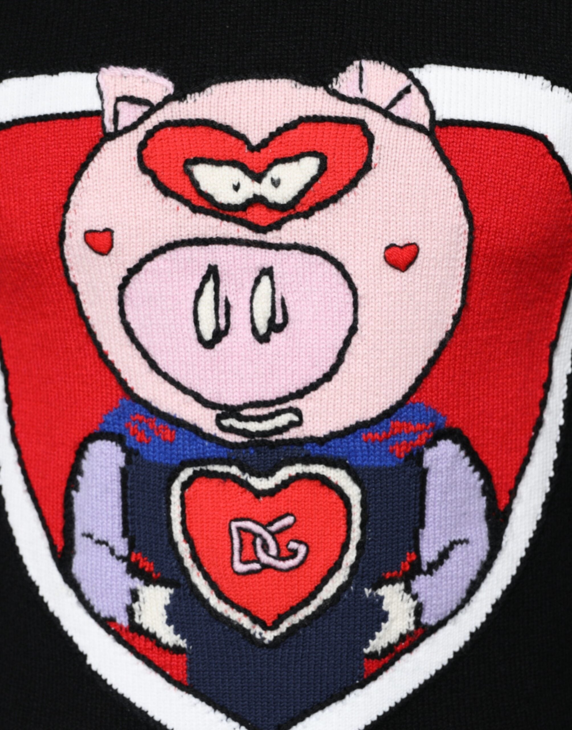 Dolce & Gabbana Svart Cashmere Pig of the Year Pullover-tröja