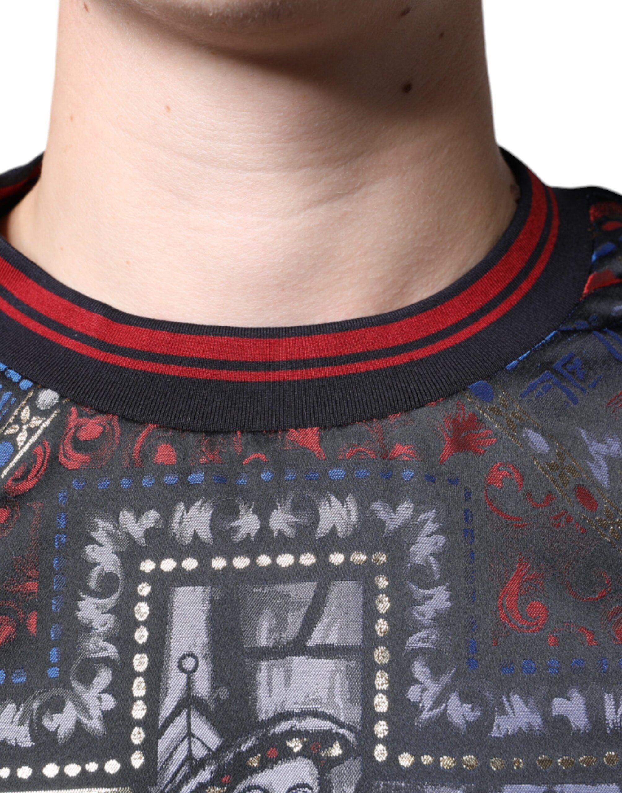 Dolce & Gabbana Flerfärgad Jacquard Rundringad Sweatshirttröja