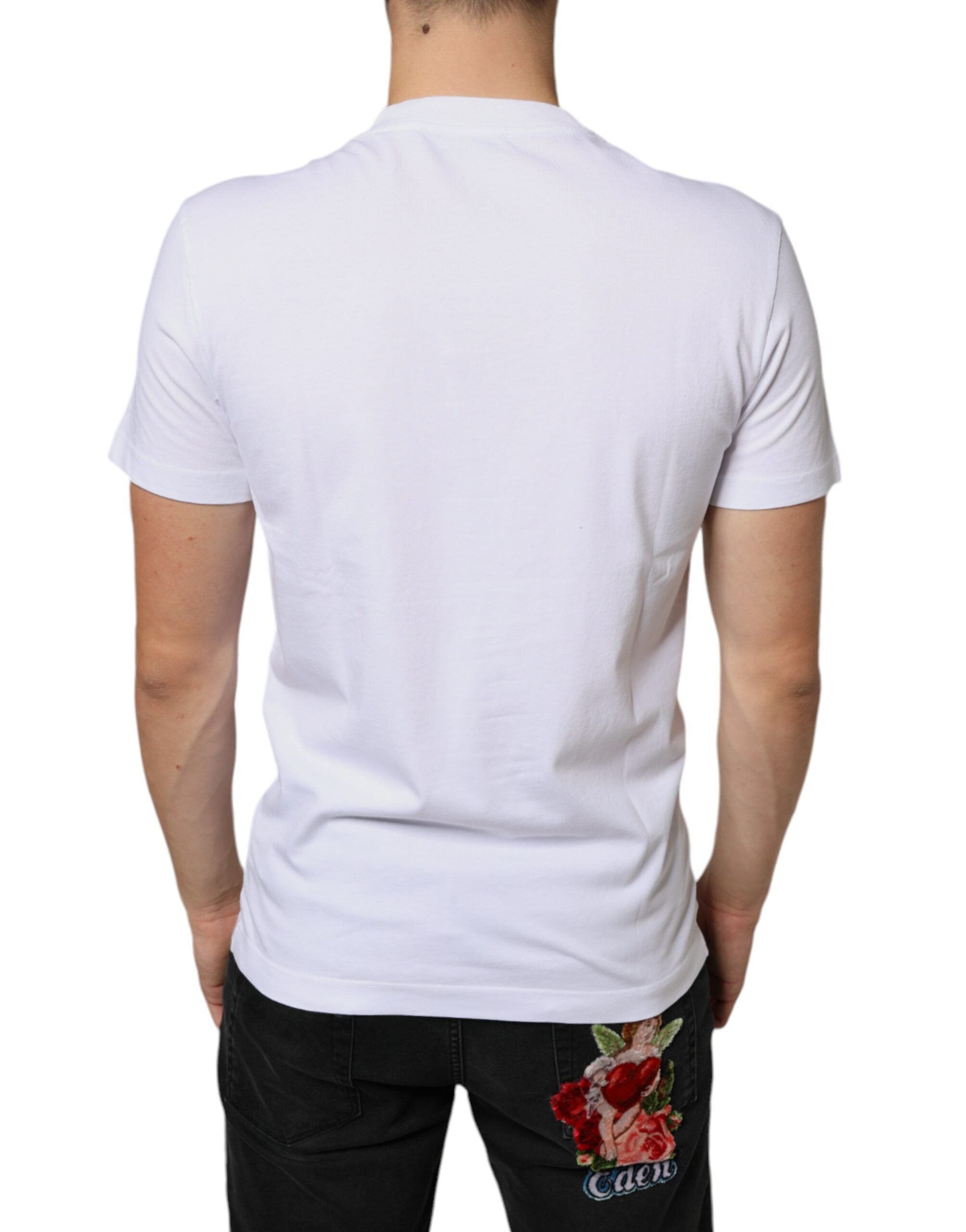 Dolce & Gabbana Vit bomull DG Applikation Casual T-shirt