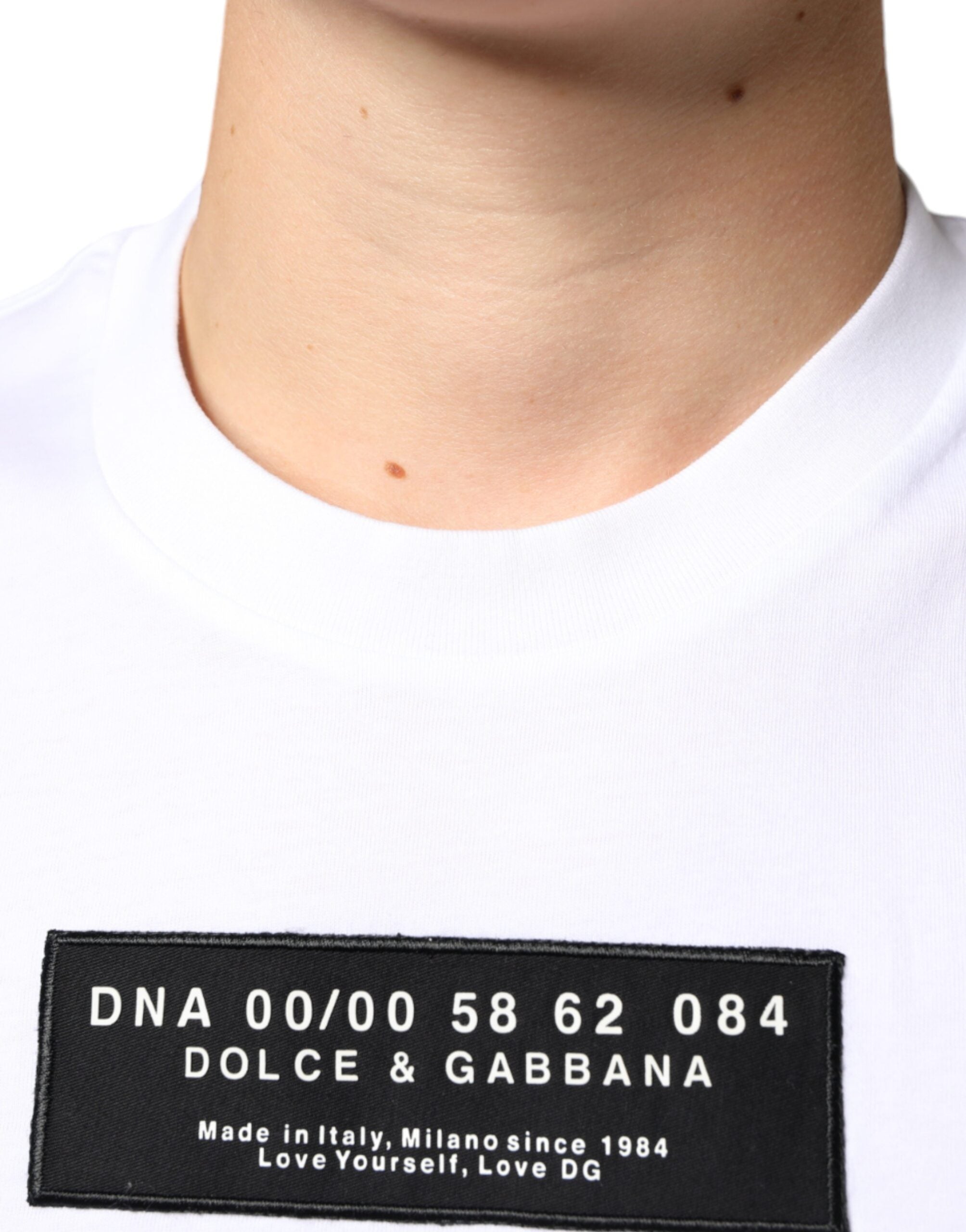 Dolce & Gabbana Vit bomull DG Applikation Casual T-shirt