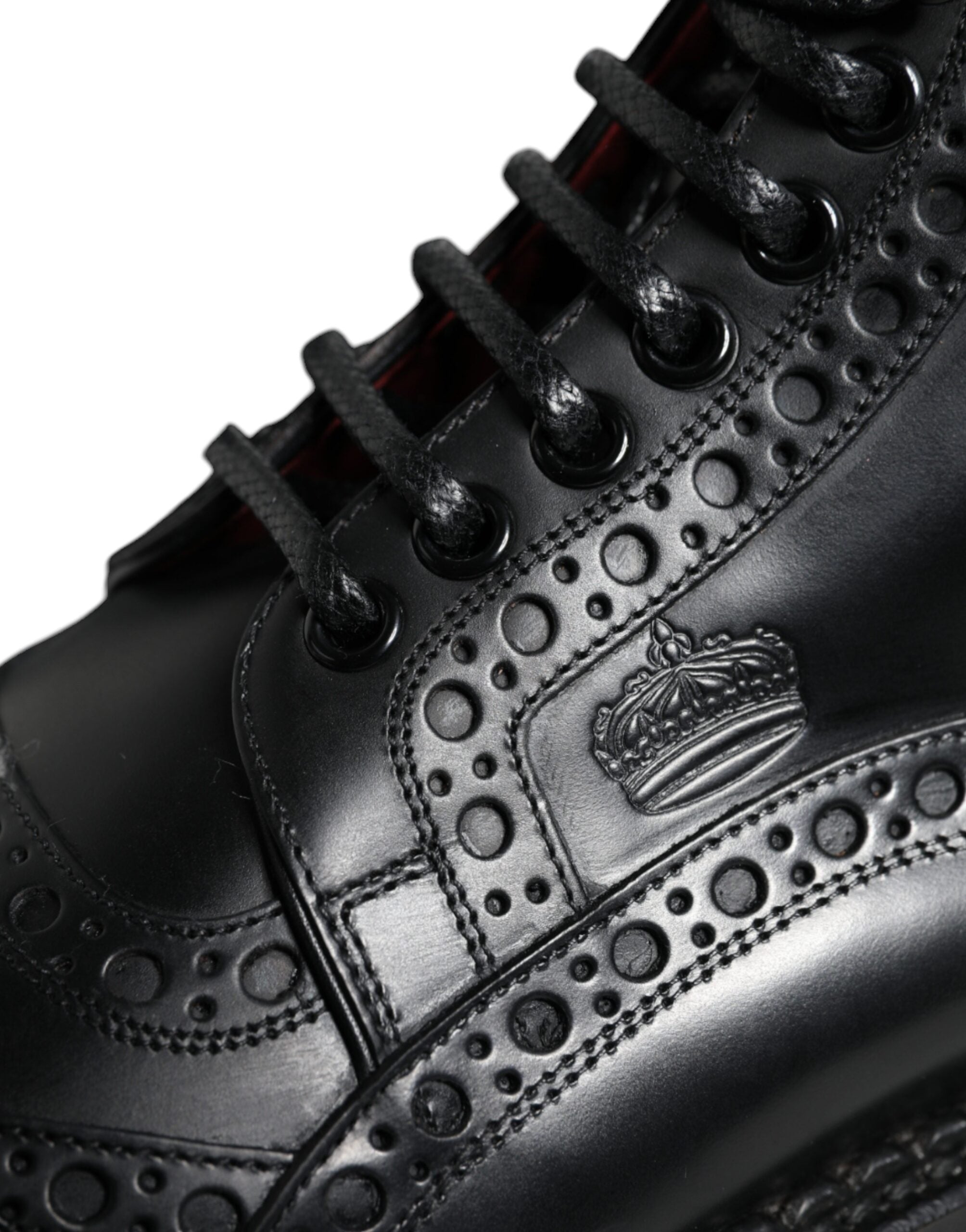 Dolce & Gabbana Svarta Läderstövlar Med Snörning, Halvhög Vaden