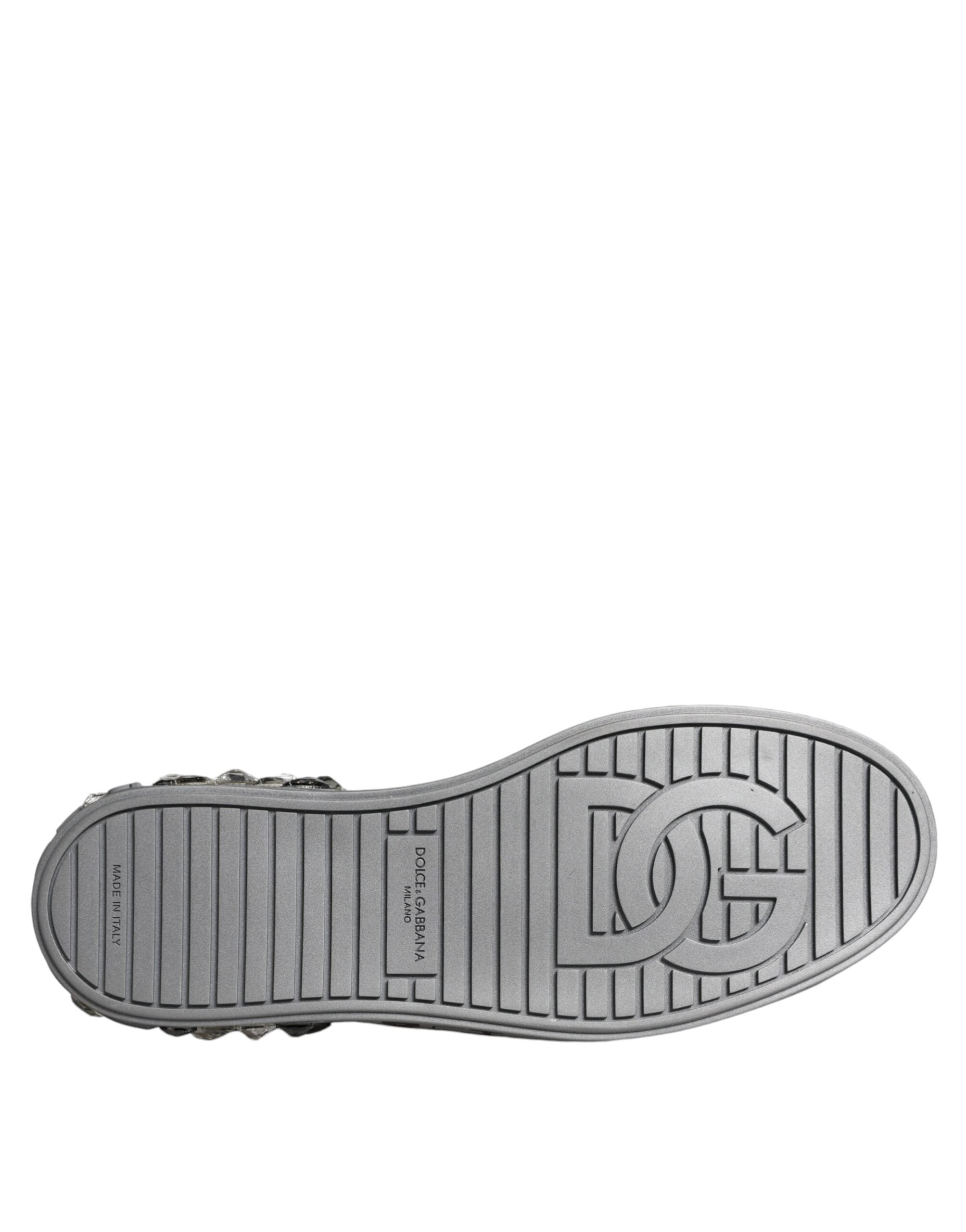 Dolce & Gabbana Vita Silver Kristalllogotyp Portofino Sneakers Skor