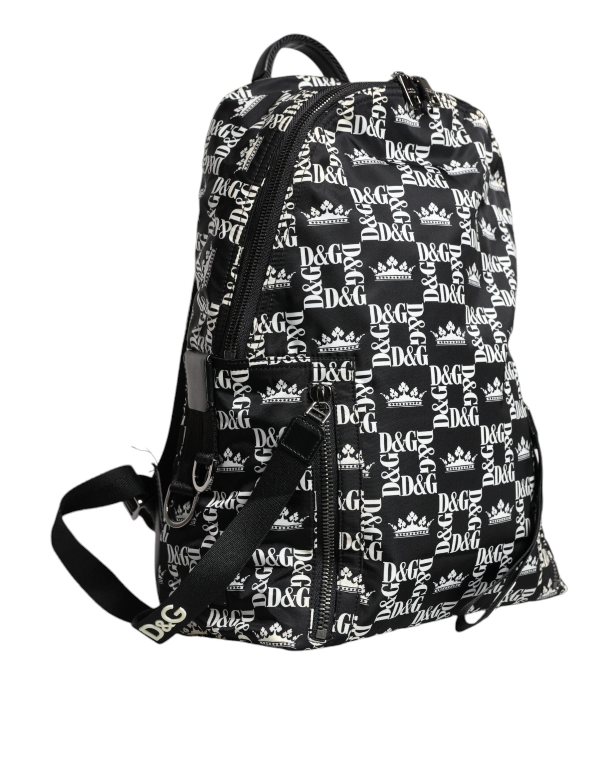 Dolce & Gabbana Svartvit DG Kronlogotyp Nylon Ryggsäck