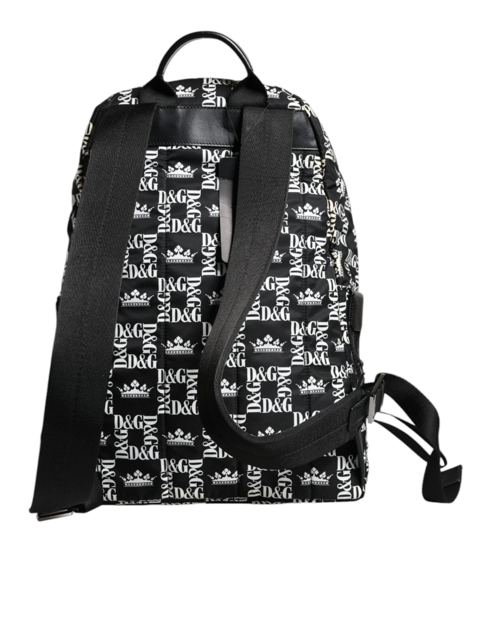 Dolce & Gabbana Svartvit DG Kronlogotyp Nylon Ryggsäck
