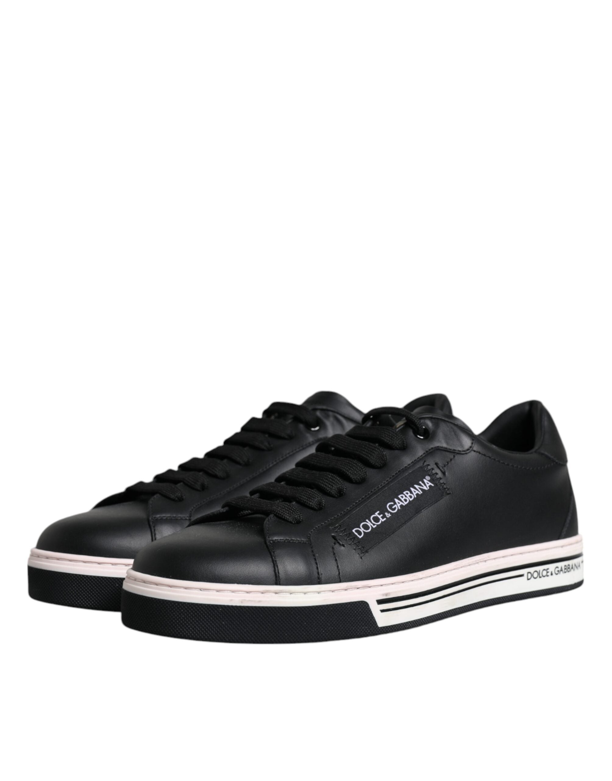 Dolce & Gabbana Svarta Läder Låga Sneakers Herrskor