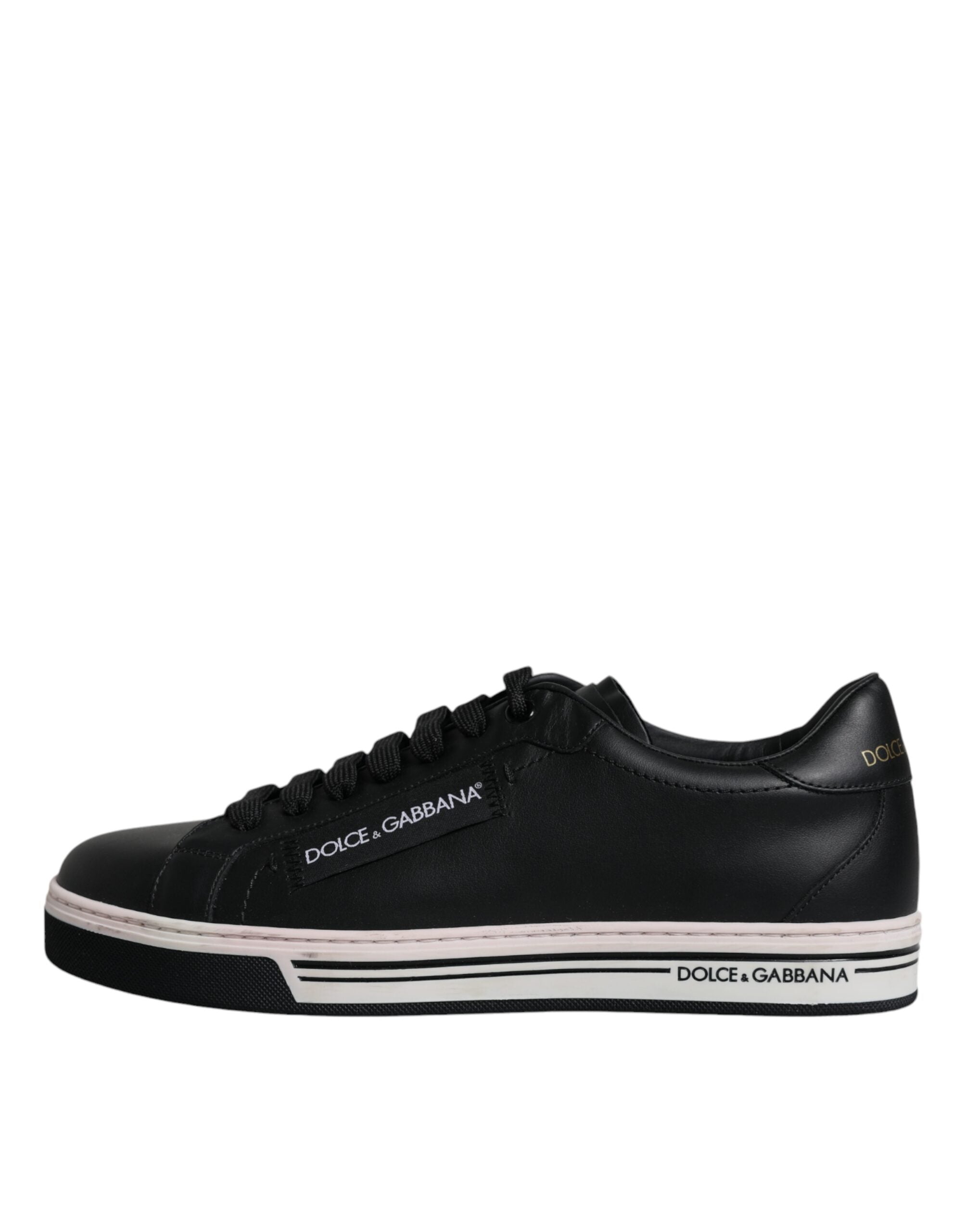 Dolce & Gabbana Svarta Läder Låga Sneakers Herrskor