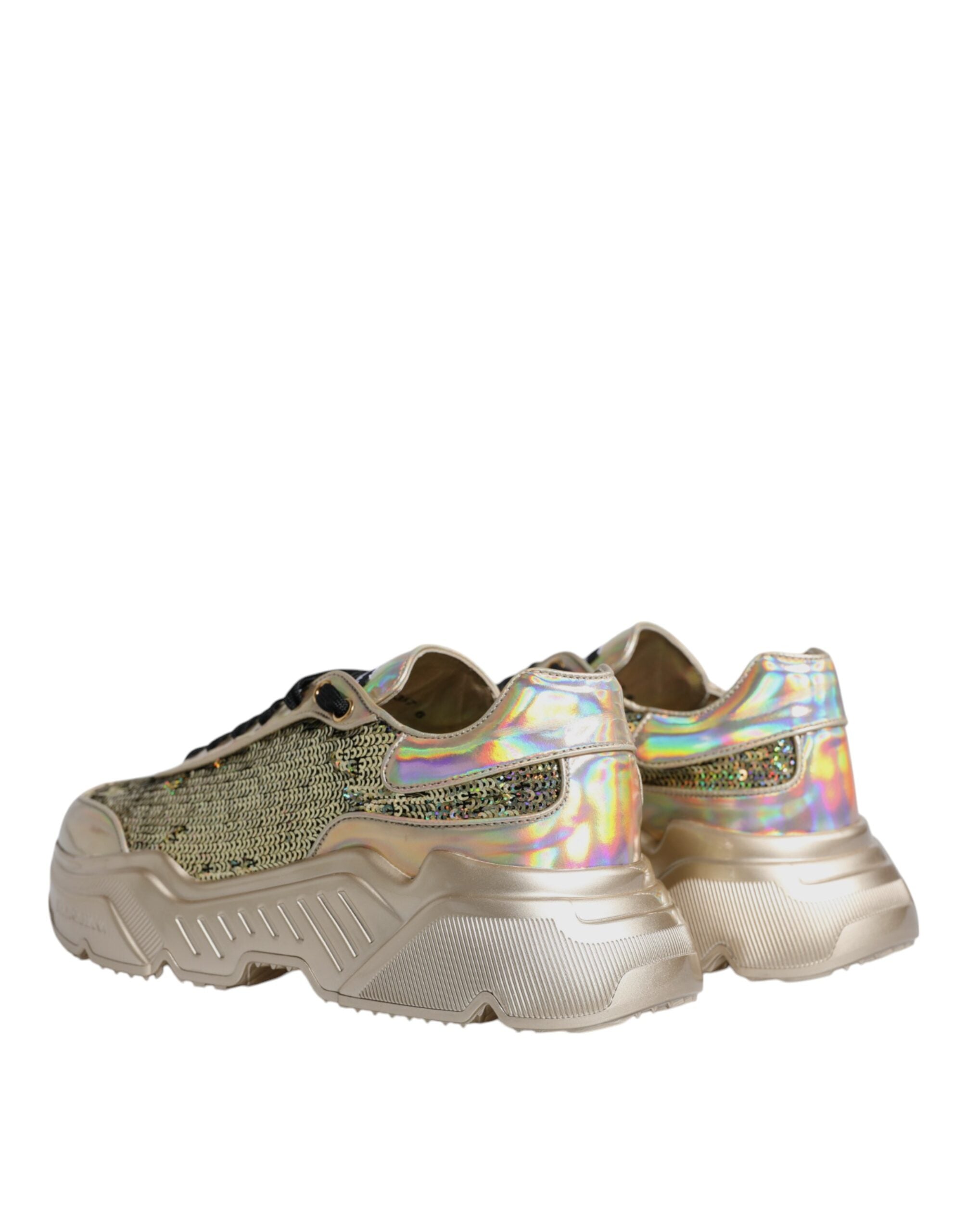 Dolce & Gabbana Guldfärgade Paljetter Iridiscerande Daymaster Sneakers Skor