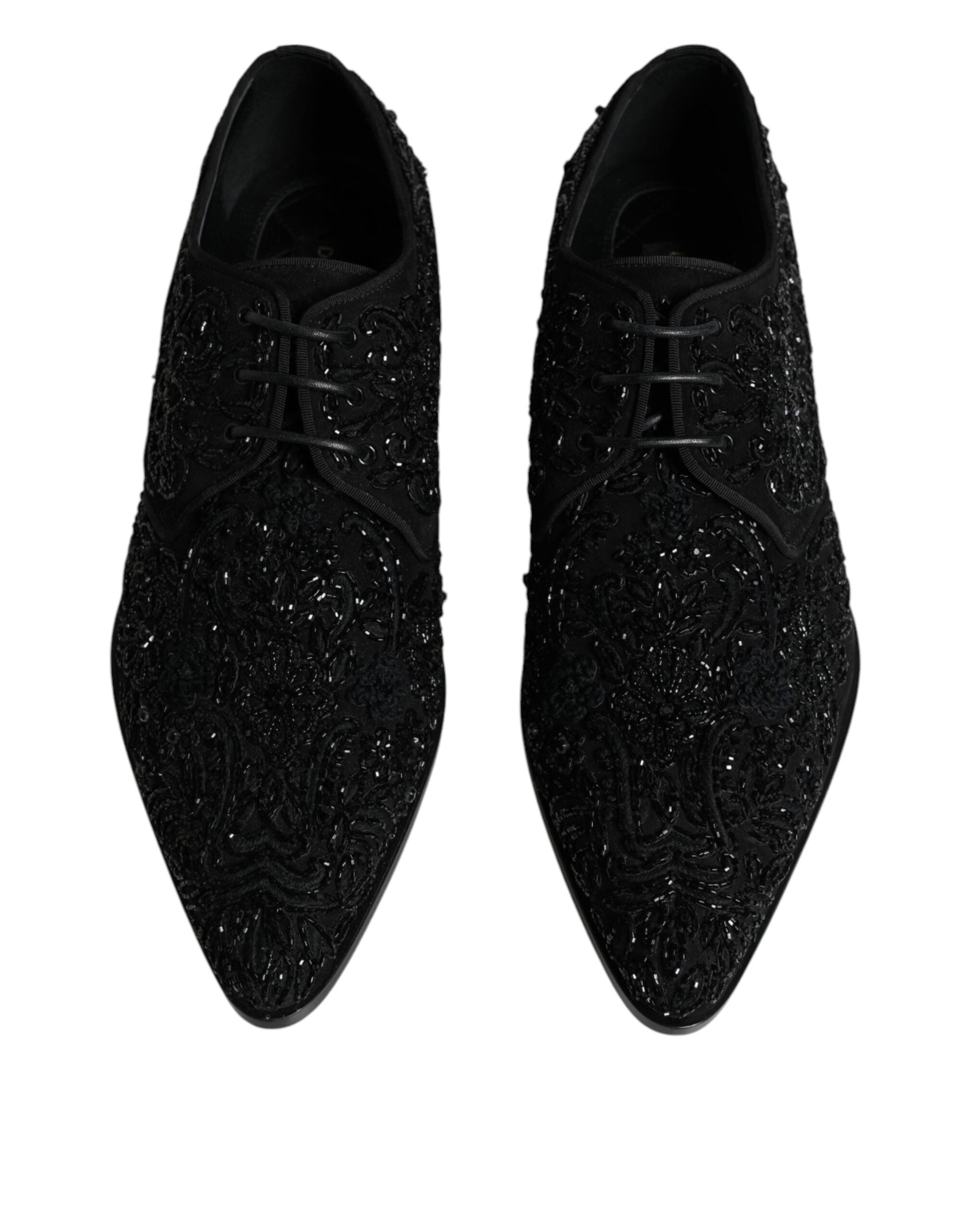 Dolce & Gabbana Svarta Utsmyckade Mocka Derby Formella Skor