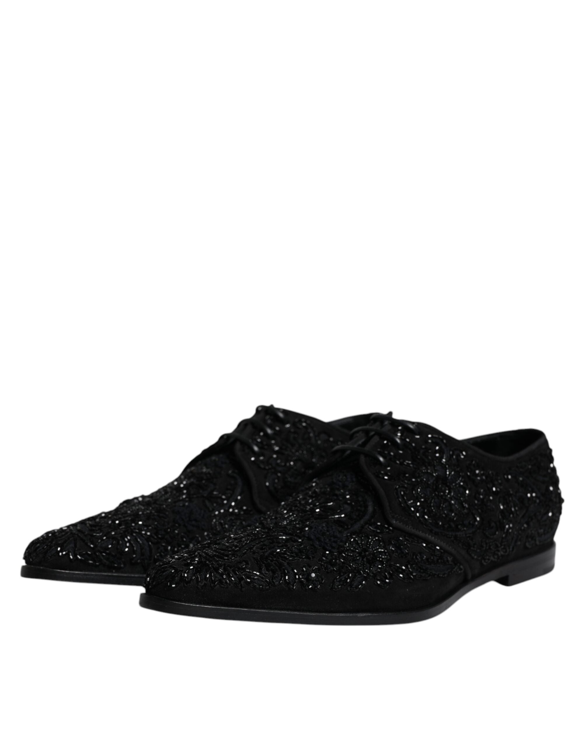 Dolce & Gabbana Svarta Utsmyckade Mocka Derby Formella Skor