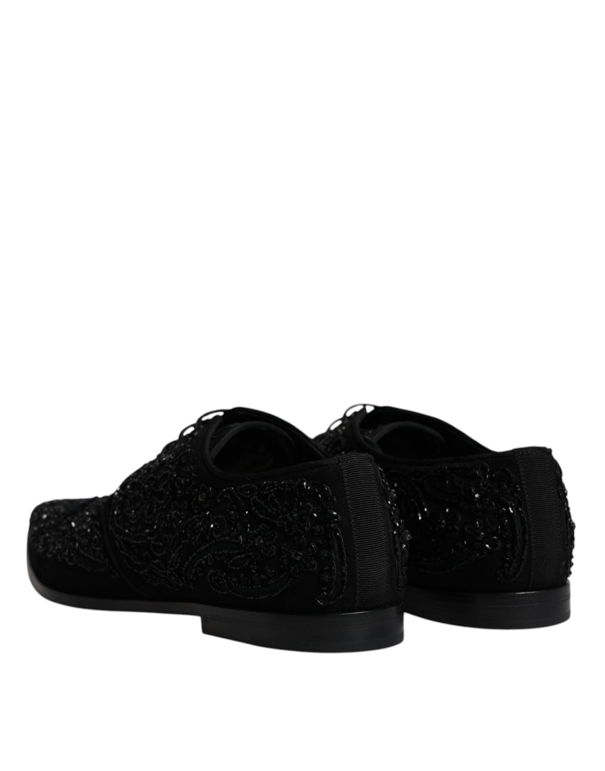 Dolce & Gabbana Svarta Utsmyckade Mocka Derby Formella Skor