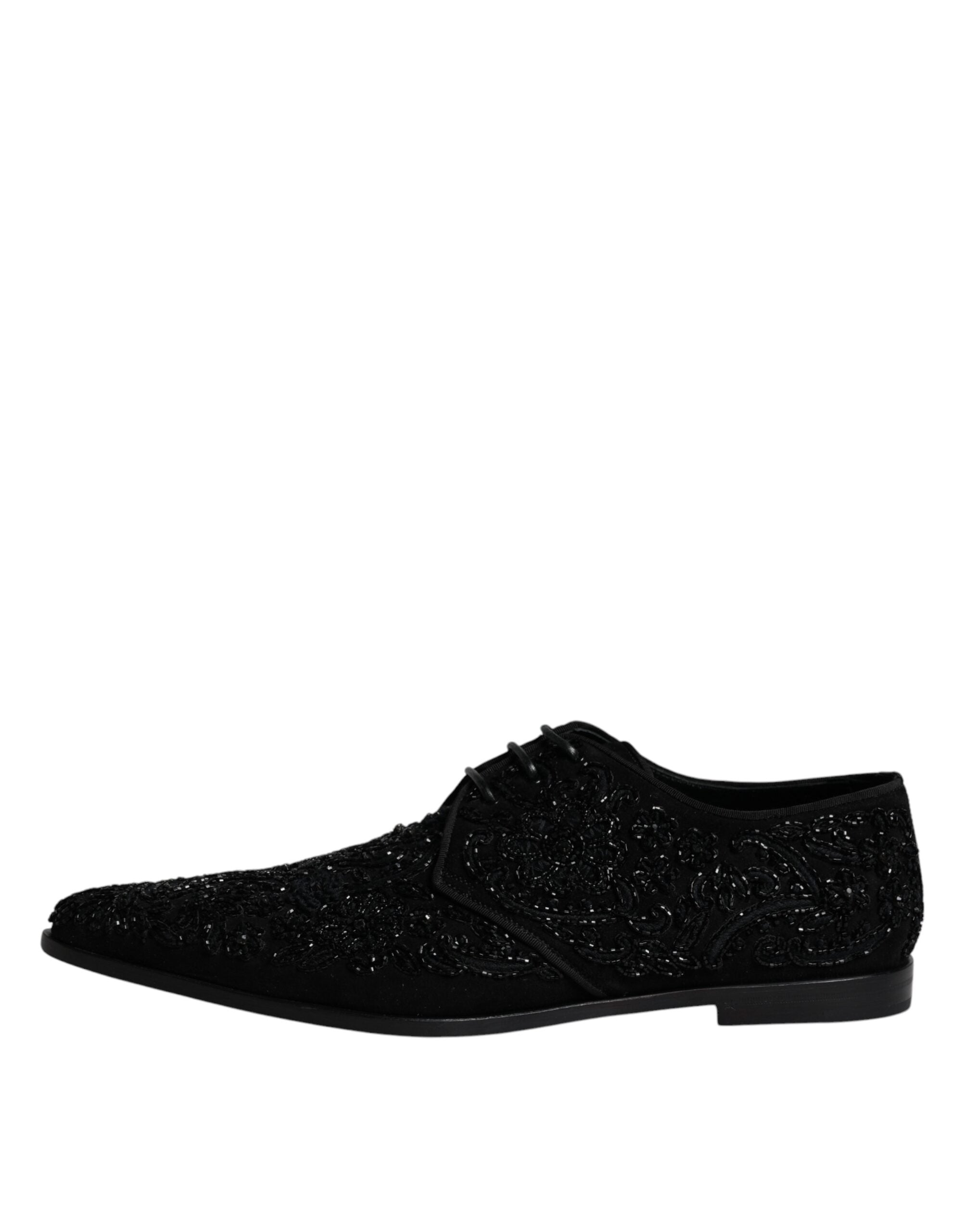 Dolce & Gabbana Svarta Utsmyckade Mocka Derby Formella Skor