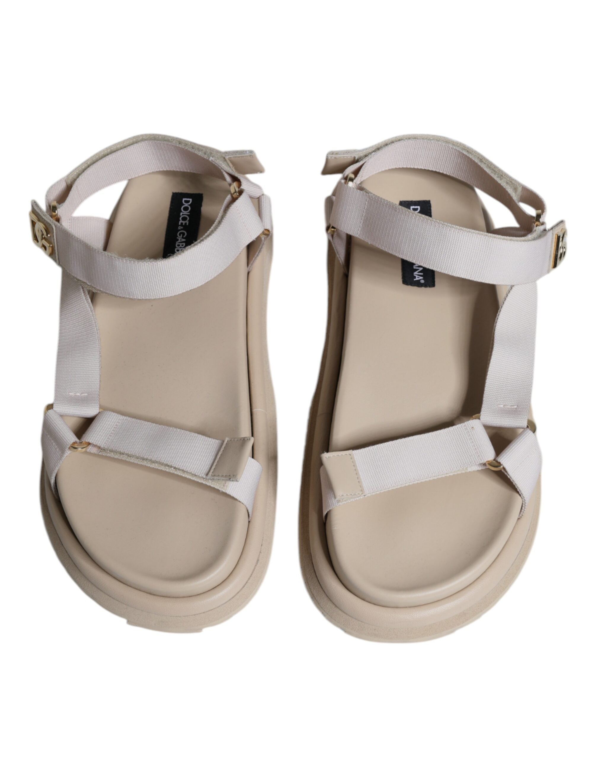 Dolce & Gabbana Beige Nappa Devotion Strap Herr Sandaler Skor