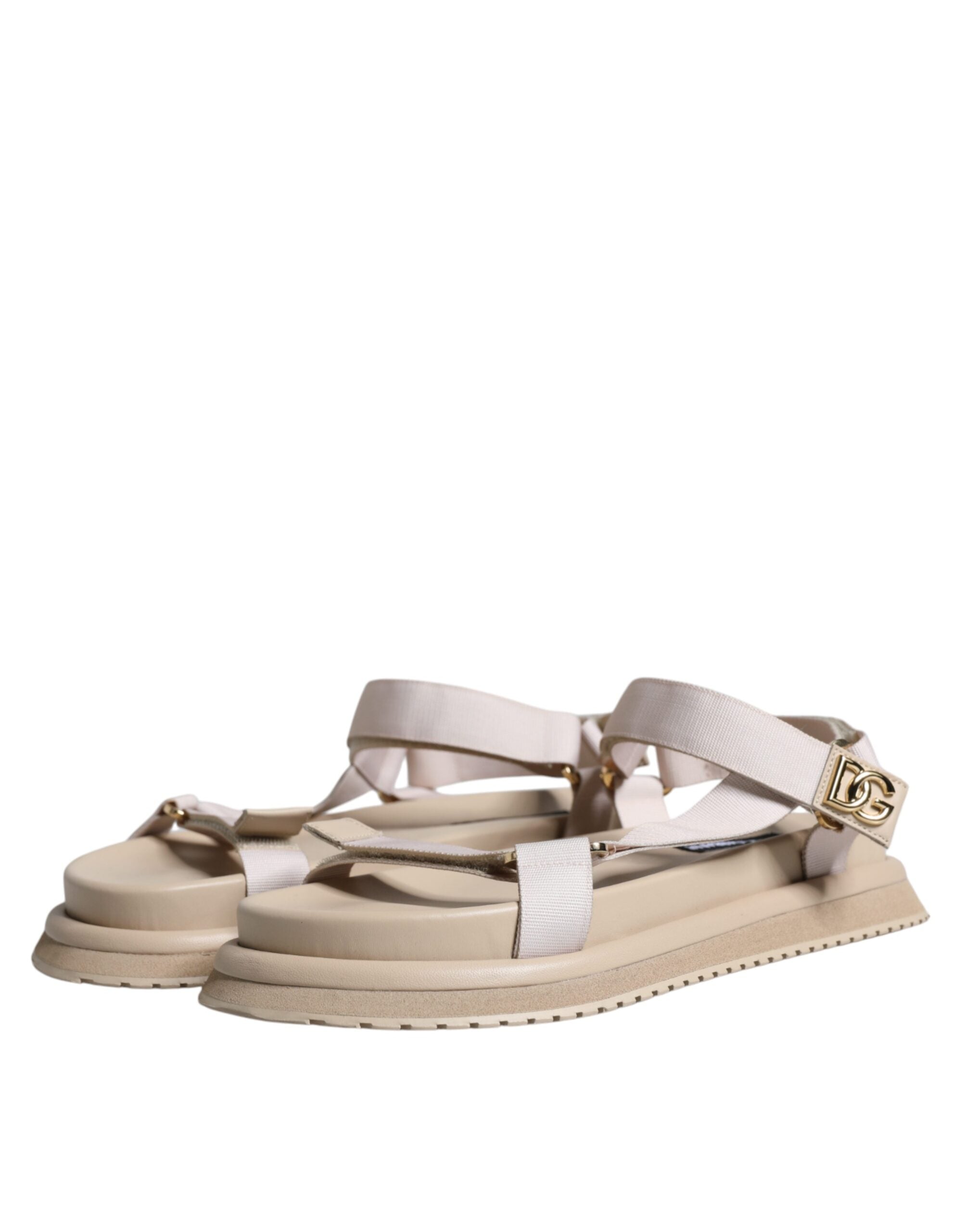 Dolce & Gabbana Beige Nappa Devotion Strap Herr Sandaler Skor
