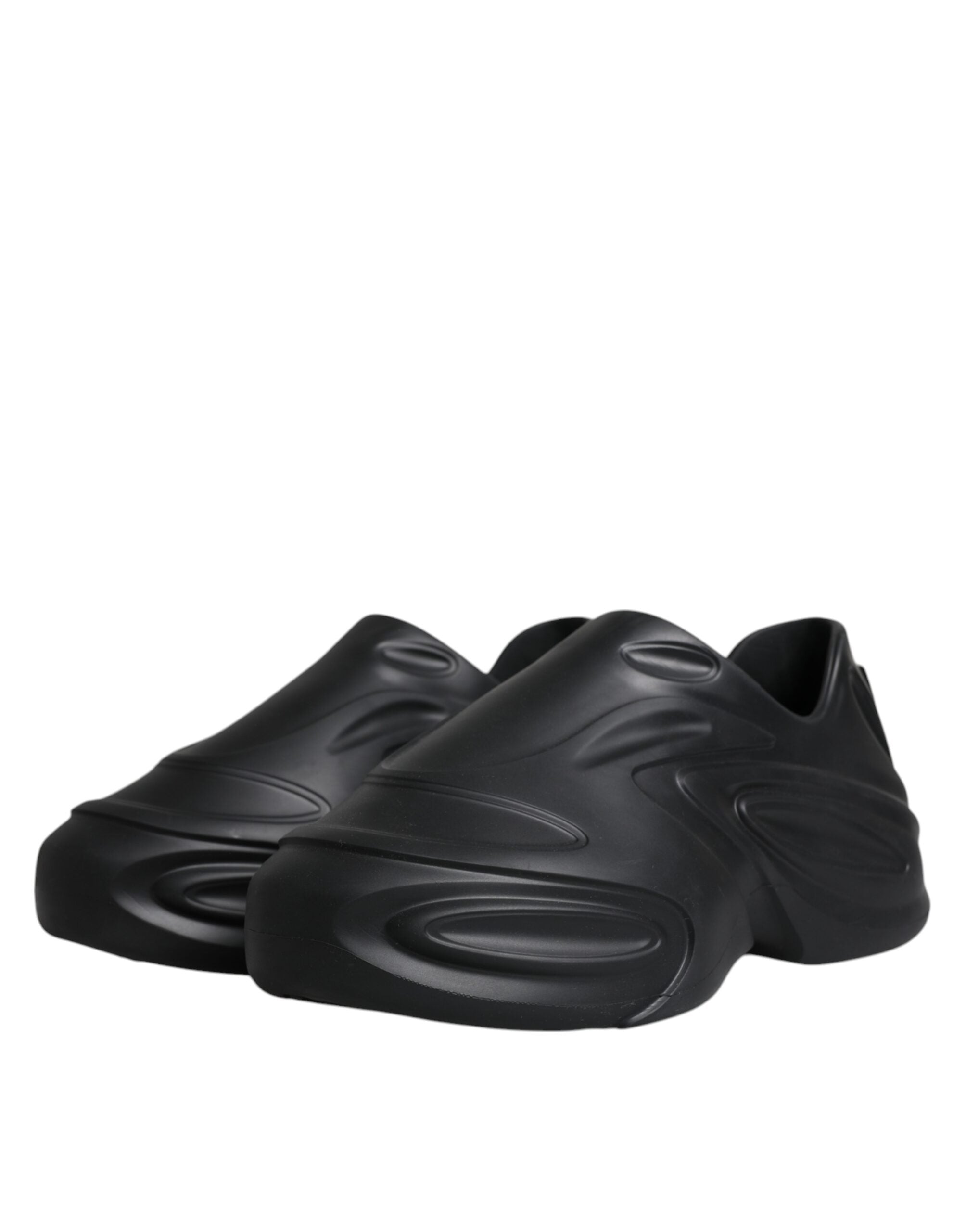 Dolce & Gabbana svarta folierade gummileksaks låga sneakers