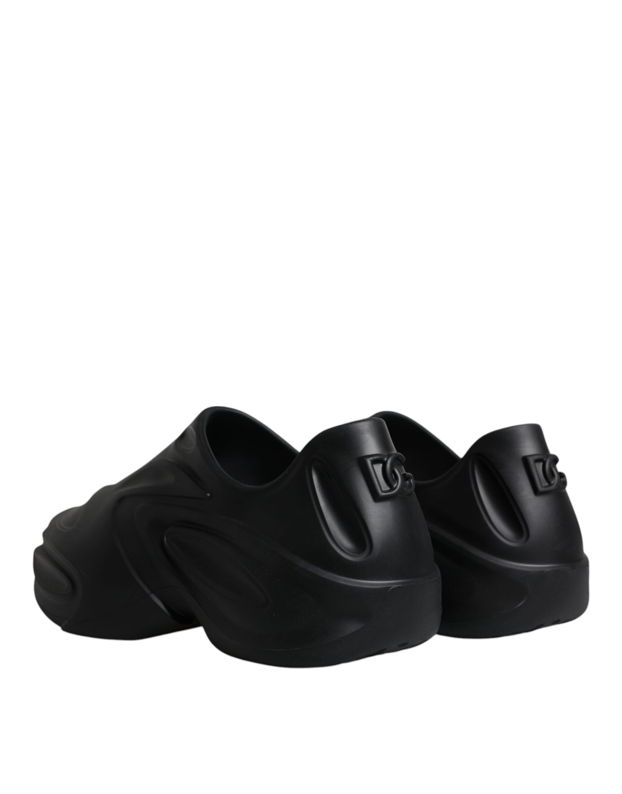 Dolce & Gabbana svarta folierade gummileksaks låga sneakers