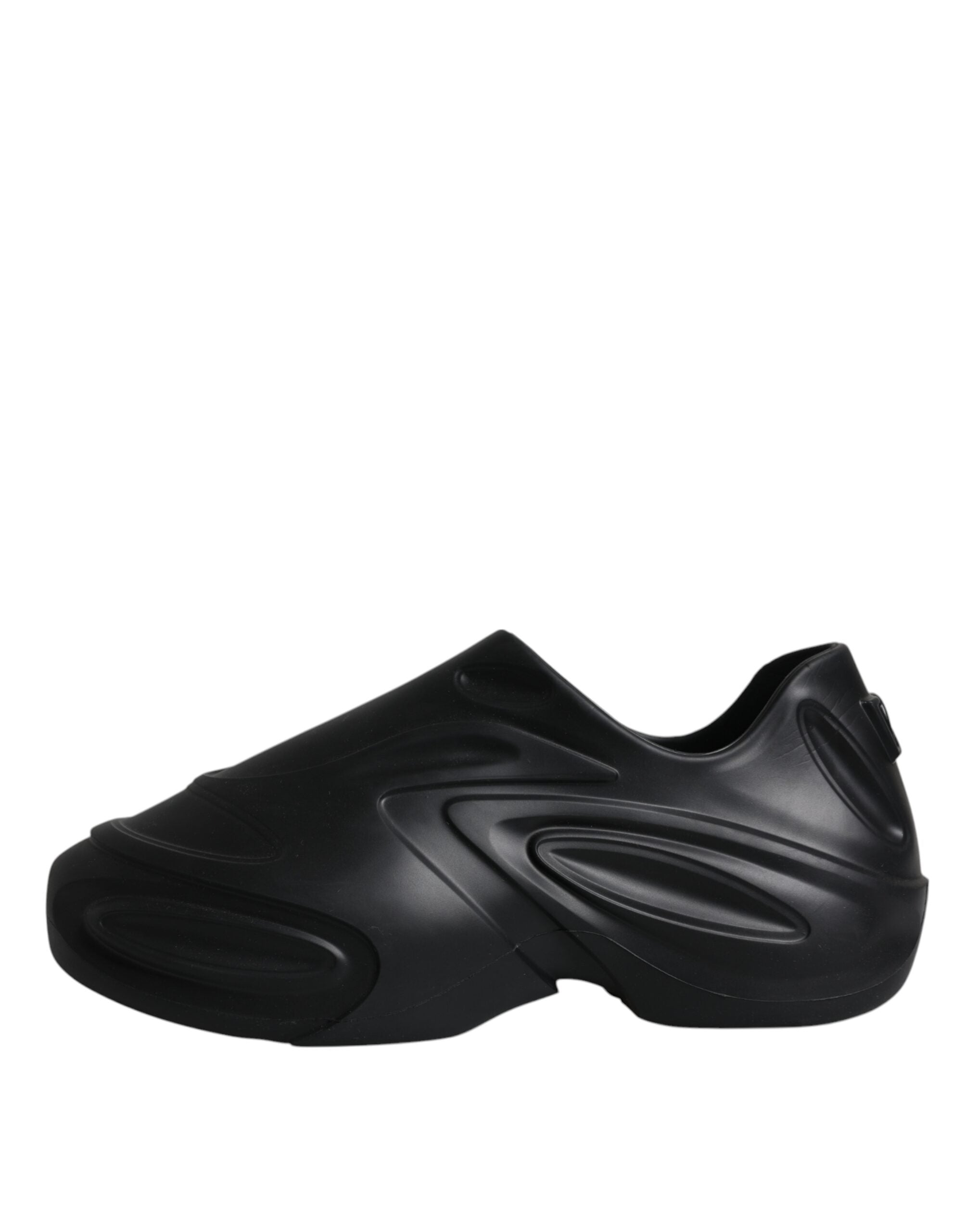 Dolce & Gabbana svarta folierade gummileksaks låga sneakers