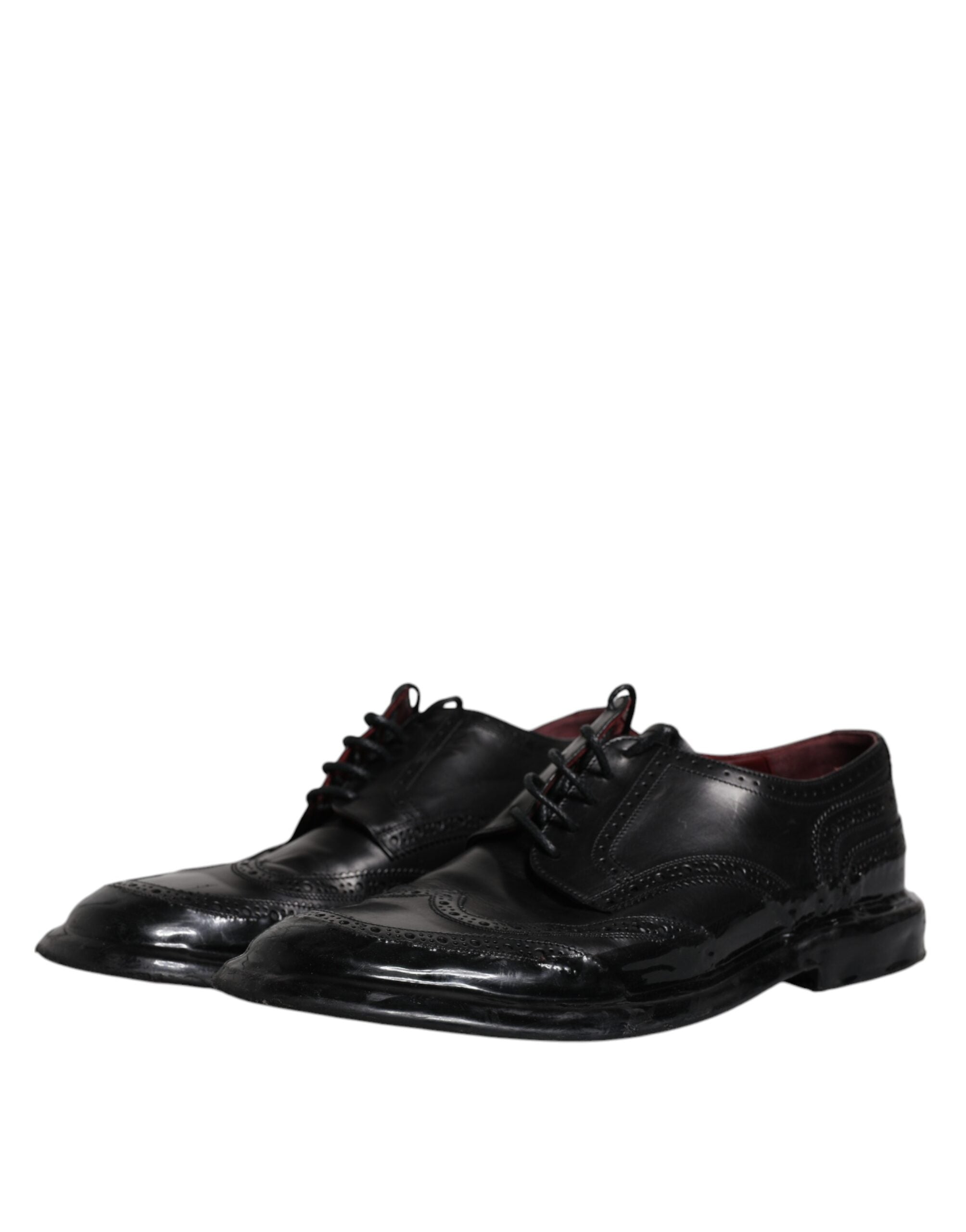 Dolce & Gabbana Svarta Läder Derby Wingtip Formella Skor