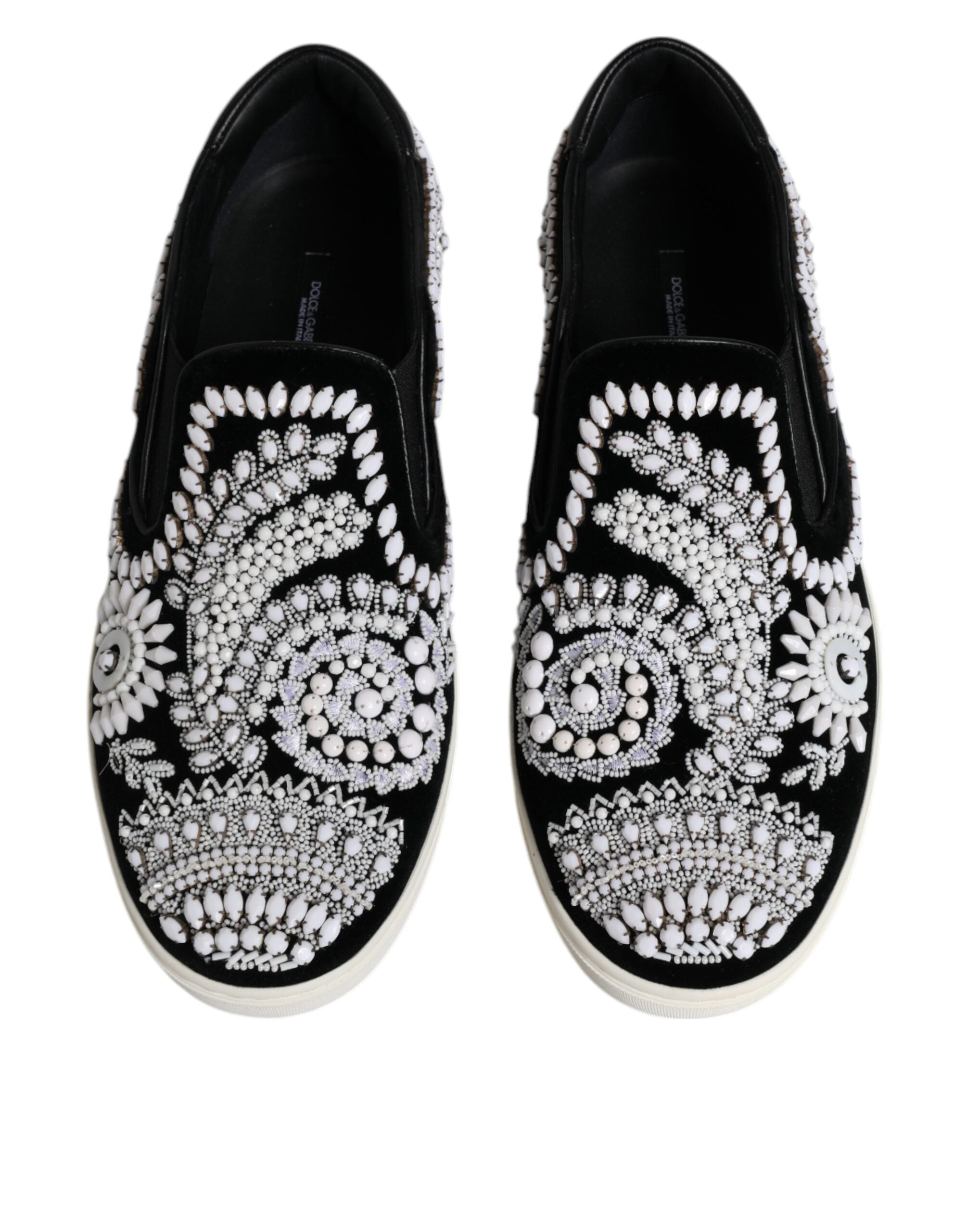 Dolce & Gabbana Svarta Utsmyckade London Herr Slip-On Skor
