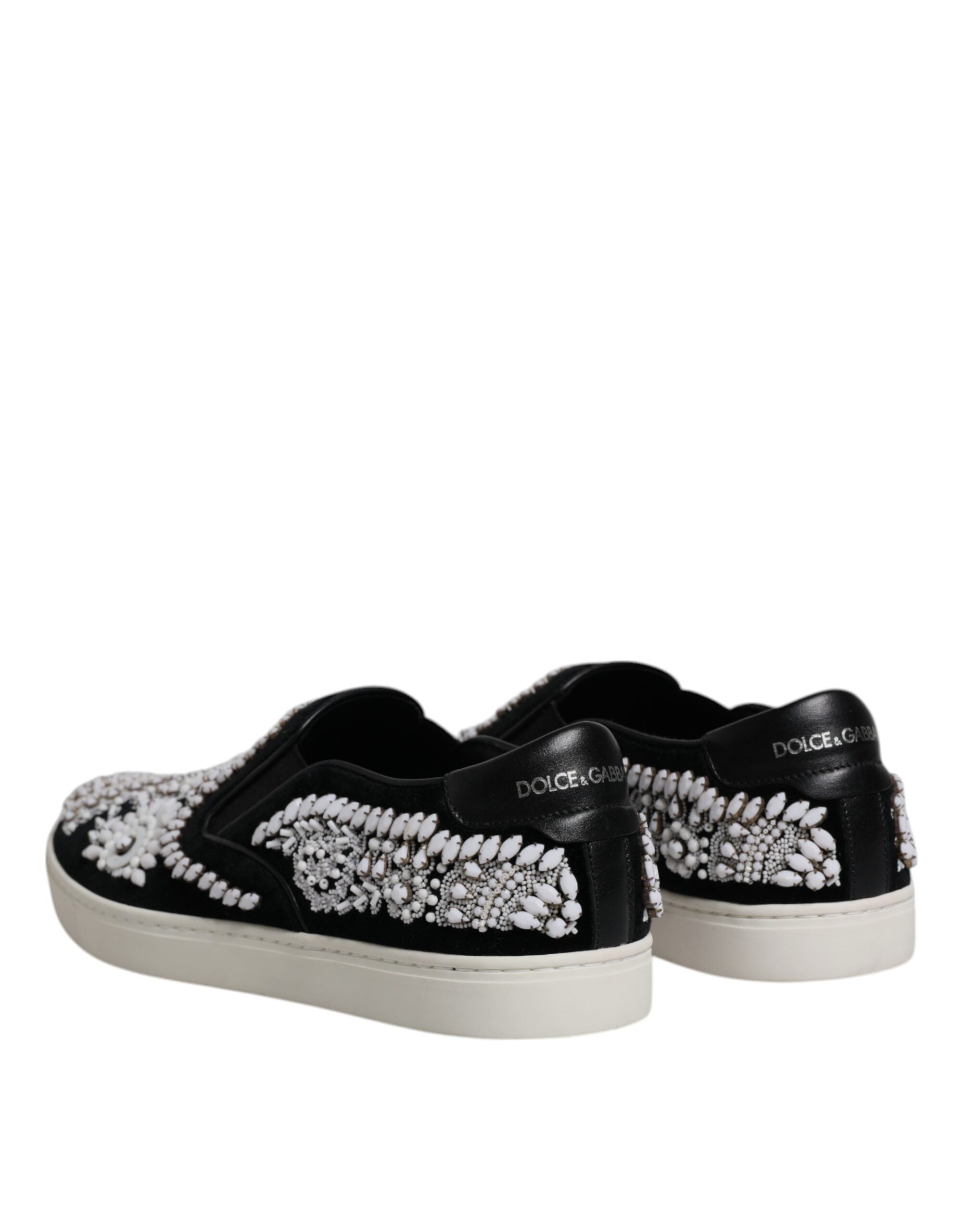 Dolce & Gabbana Svarta Utsmyckade London Herr Slip-On Skor