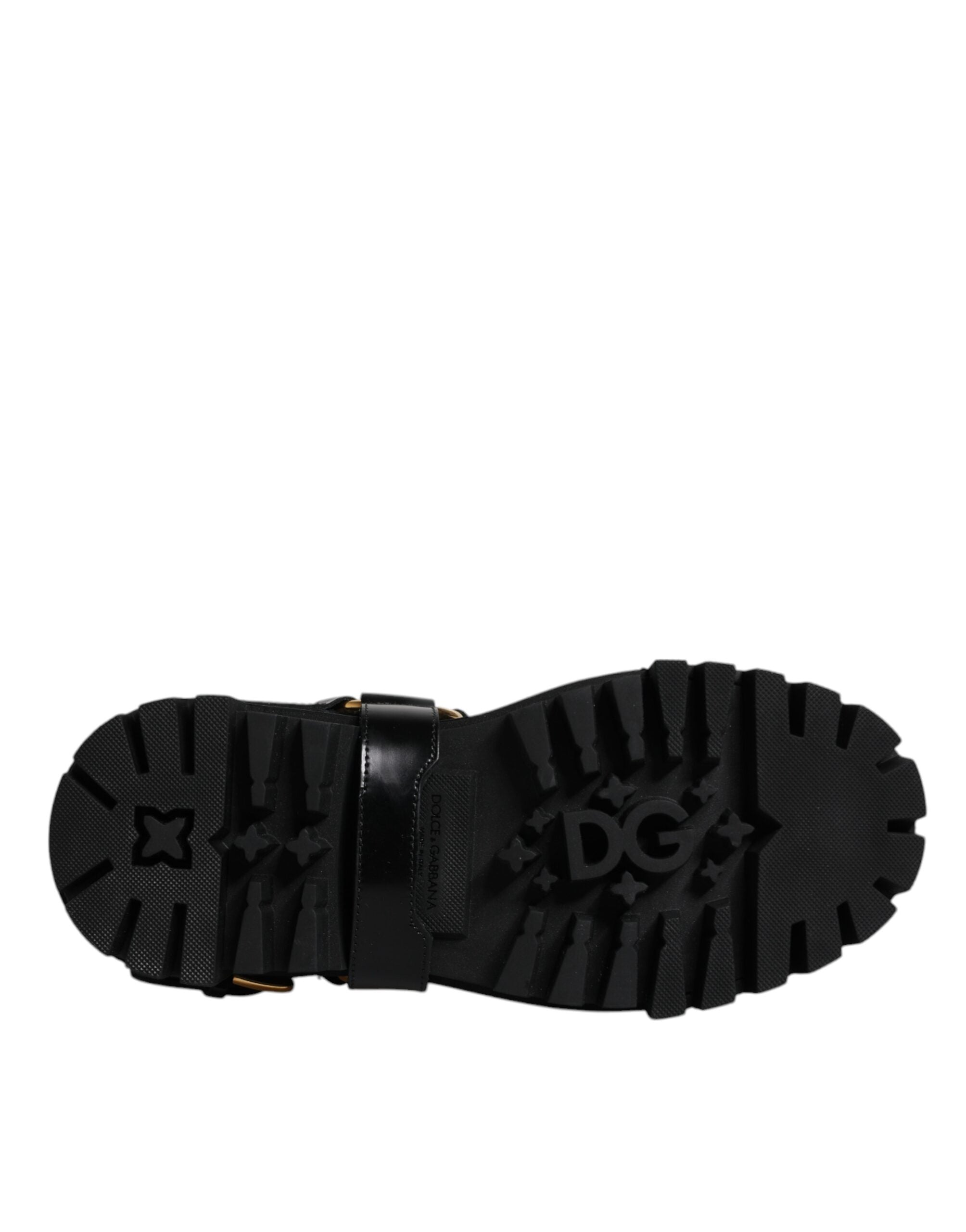 Dolce & Gabbana Svarta Läder Slip On Stretch Vandringskängor Skor