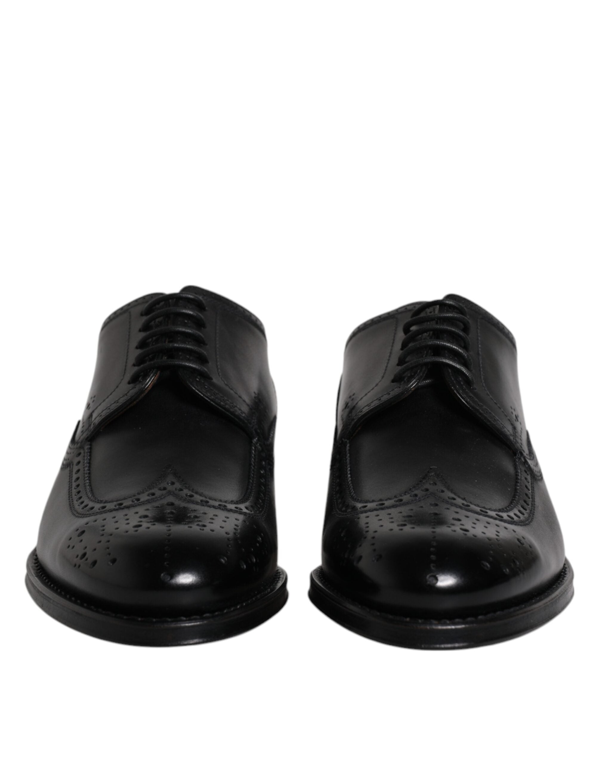 Dolce & Gabbana Svarta Läder Derby Wingtip Formella Skor