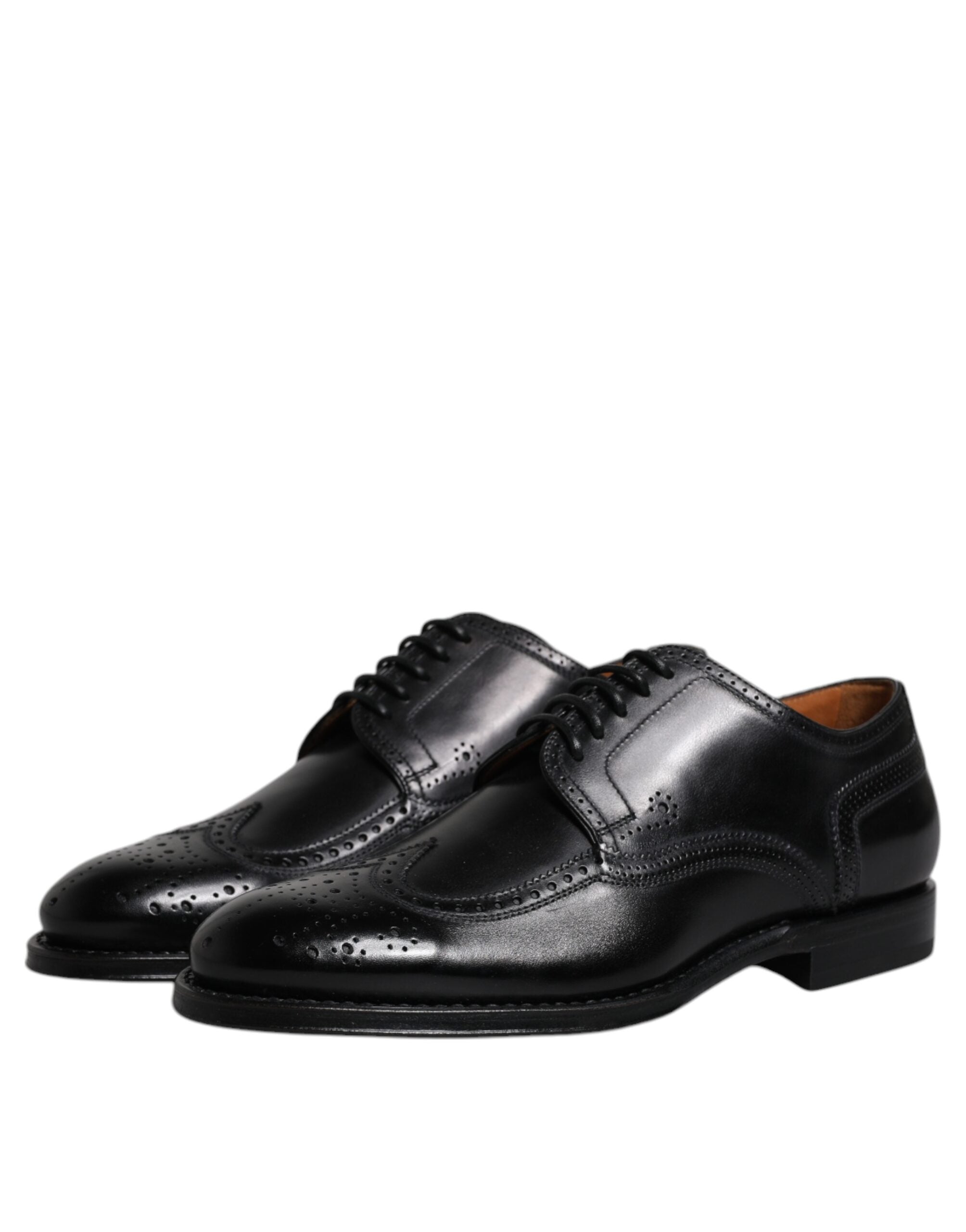 Dolce & Gabbana Svarta Läder Derby Wingtip Formella Skor