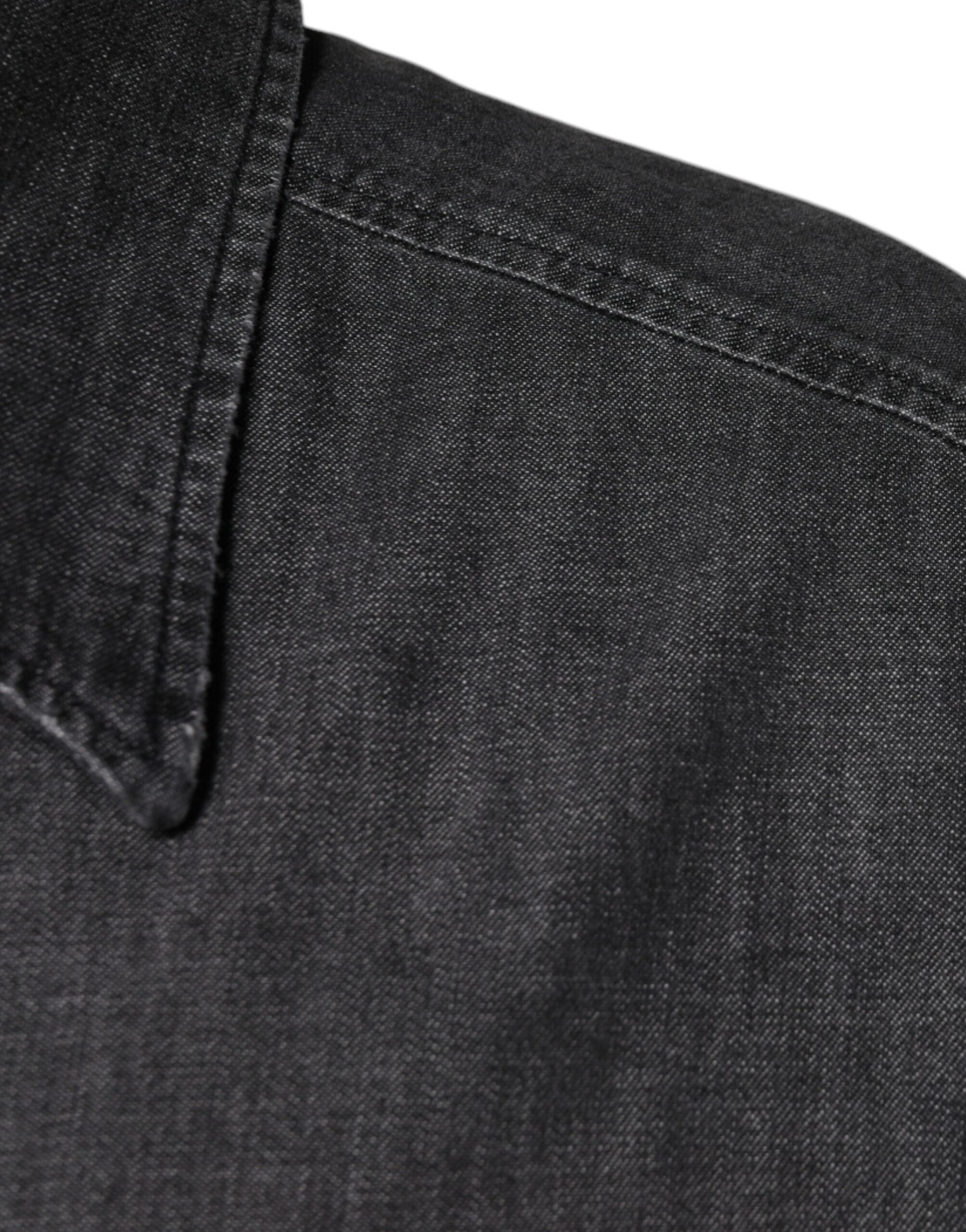 Dolce & Gabbana svart denimskjorta med logotyp och knappar i bomull