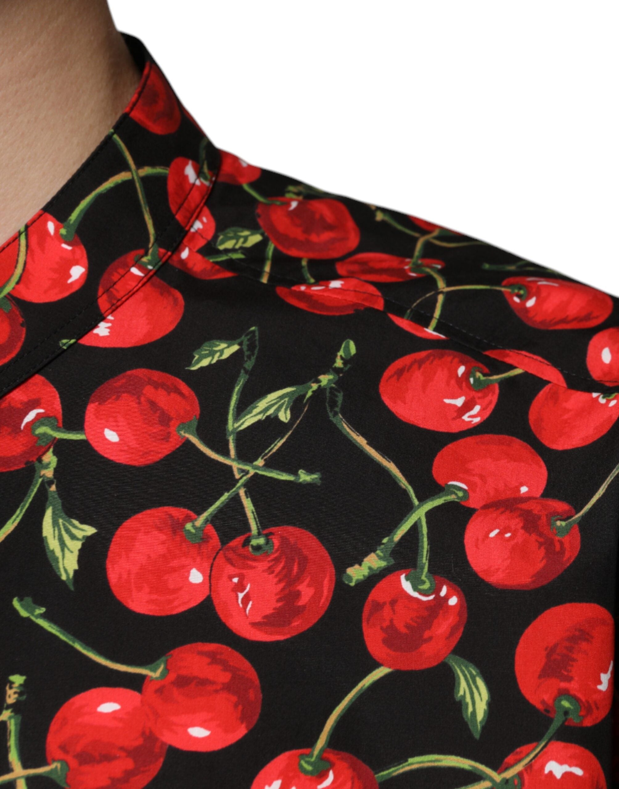 Dolce & Gabbana svart körsbärsbomullsskjorta med knappar