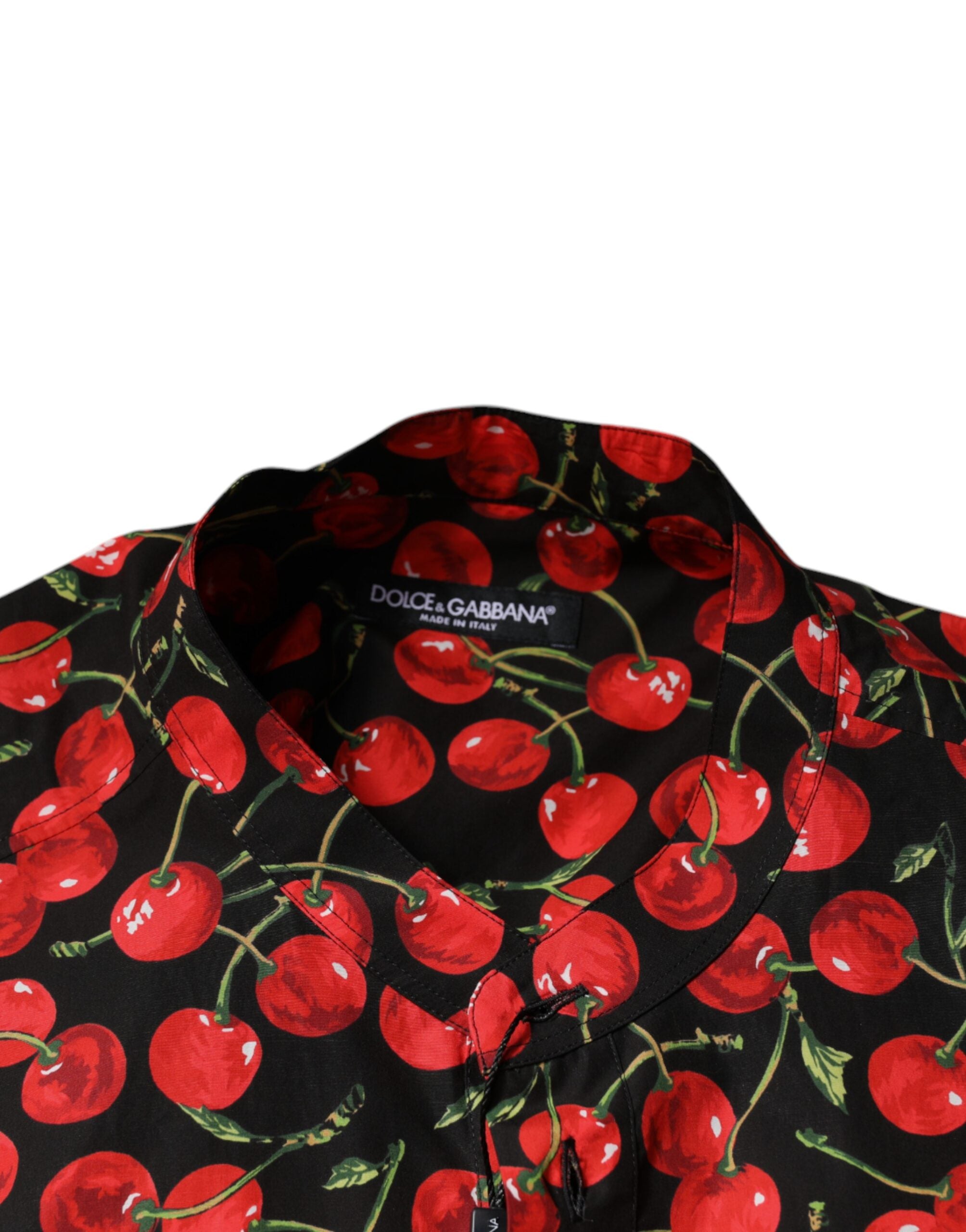 Dolce & Gabbana svart körsbärsbomullsskjorta med knappar