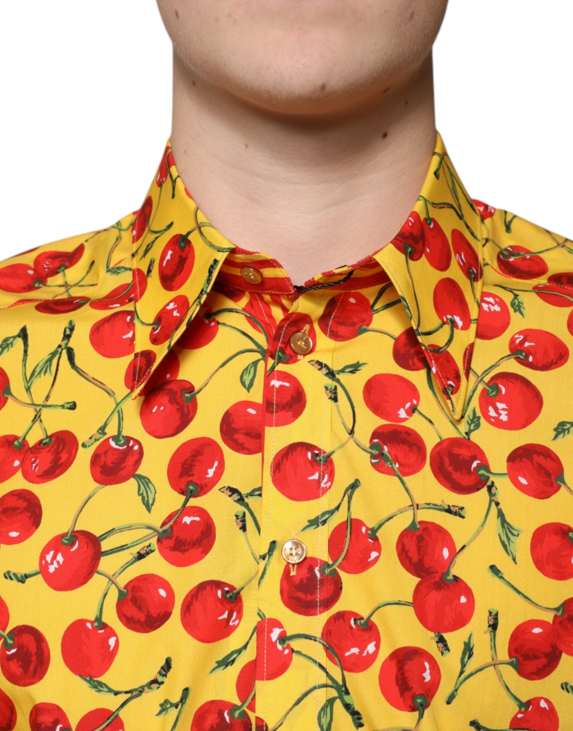Dolce & Gabbana Gul Körsbärsbomull MARTINI Klänningskjorta
