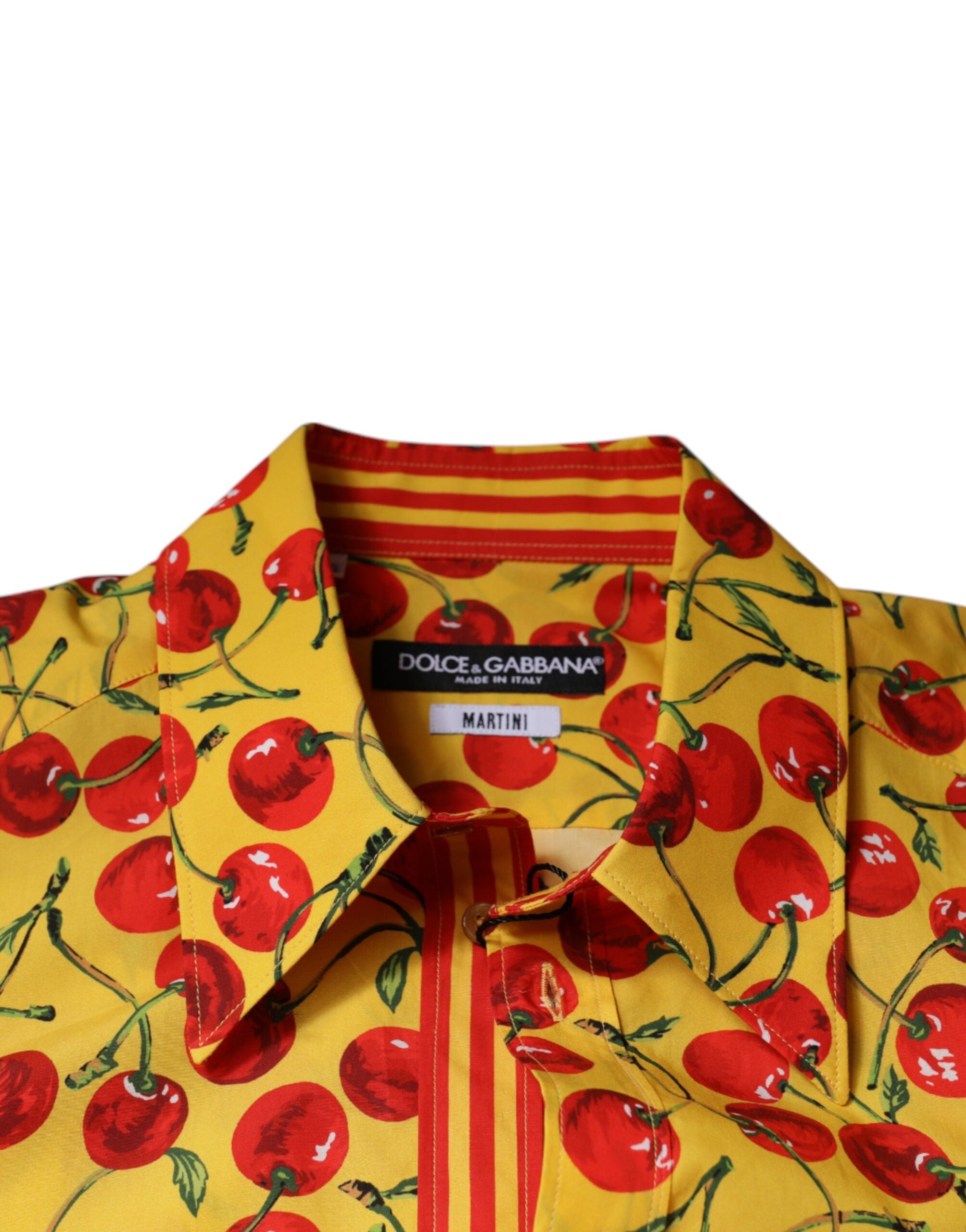 Dolce & Gabbana Gul Körsbärsbomull MARTINI Klänningskjorta
