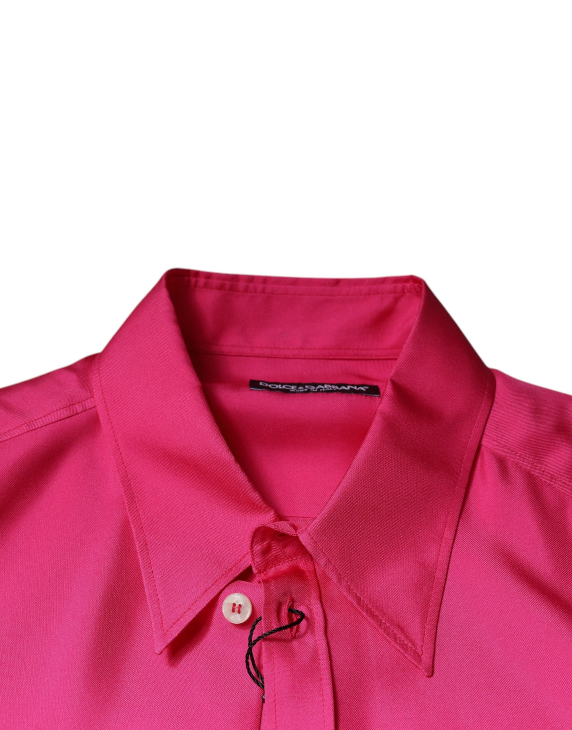 Dolce & Gabbana Rosa Sidenskjorta Med Knappar Herr