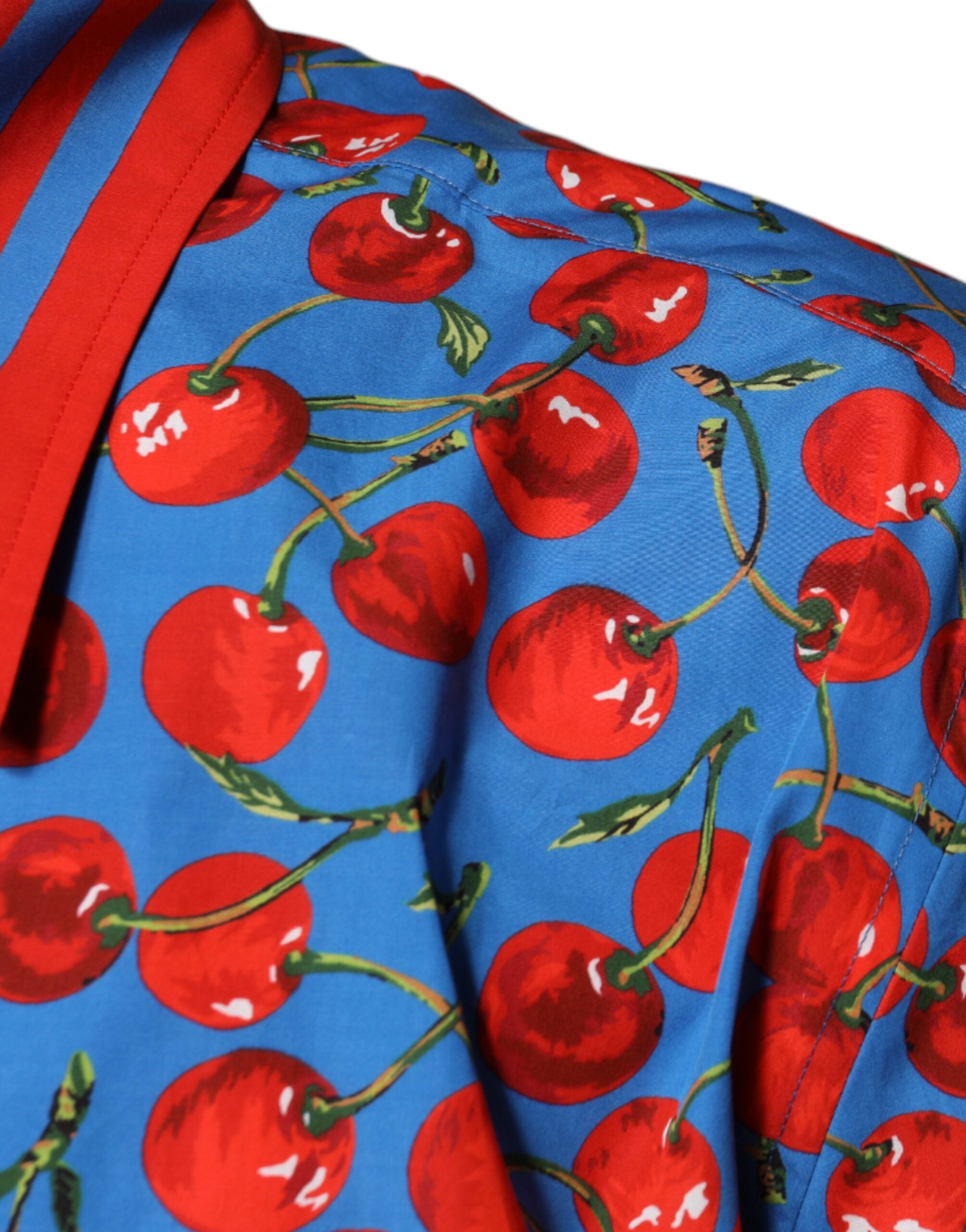 Dolce & Gabbana Blå Körsbärsbomullskjorta med knappar