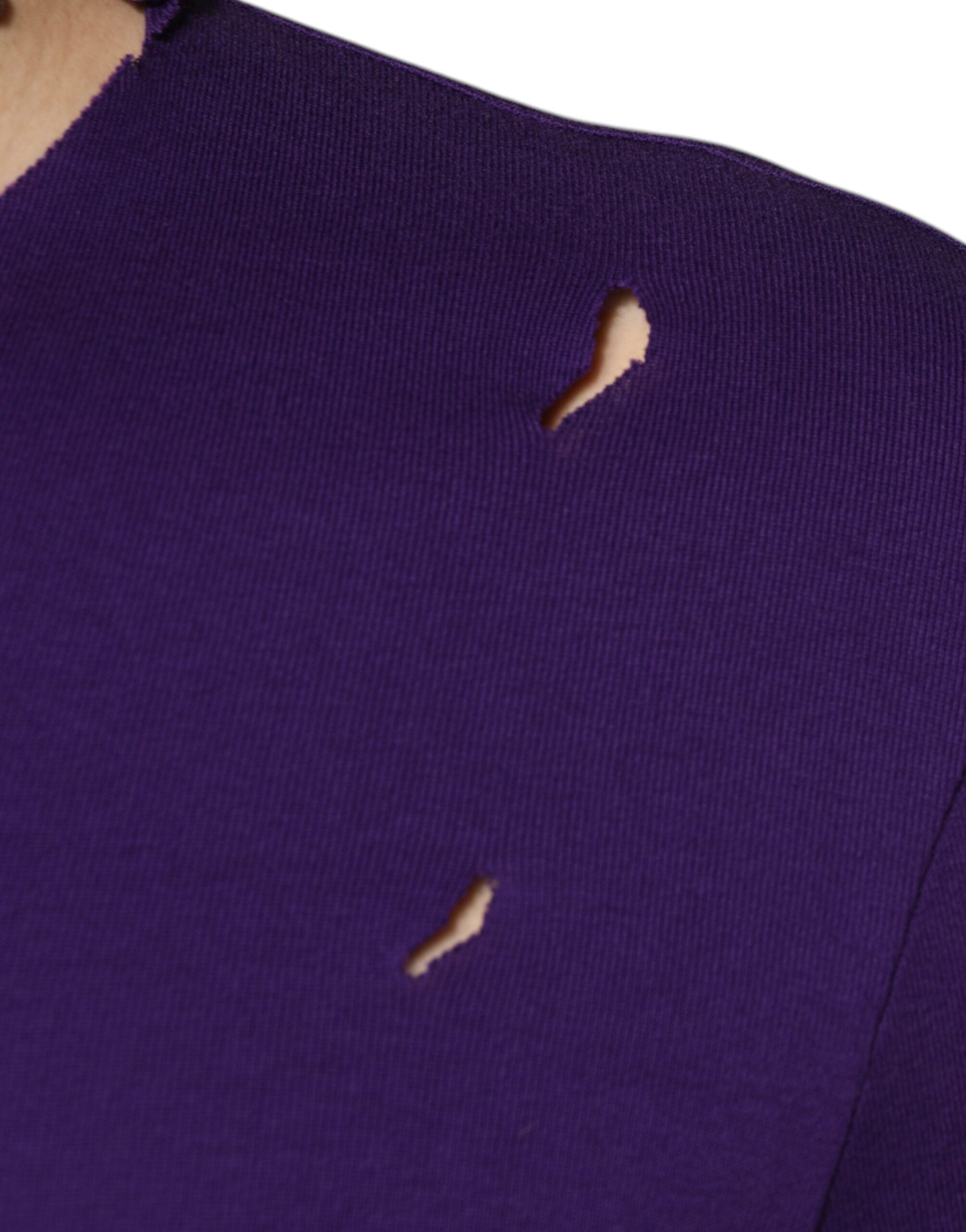 Dolce & Gabbana Lila Bomull Rund Halsad Pullover Herrtröja