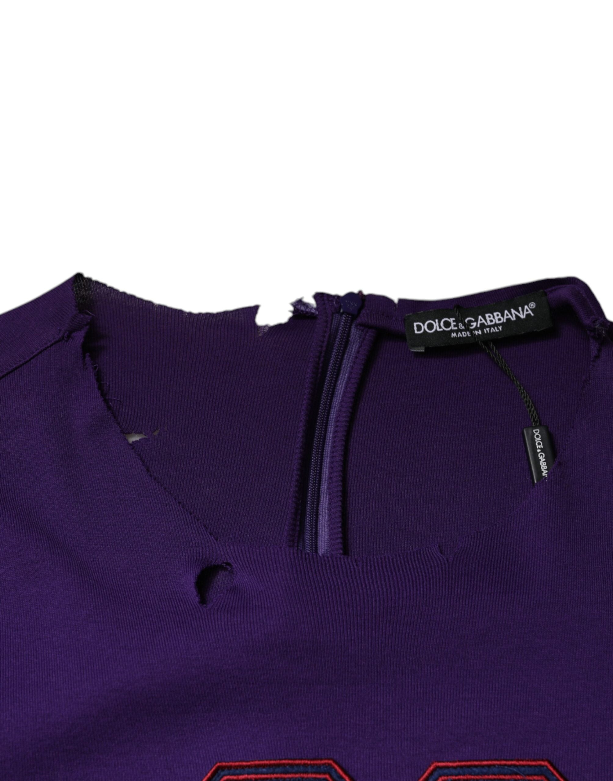 Dolce & Gabbana Lila Bomull Rund Halsad Pullover Herrtröja