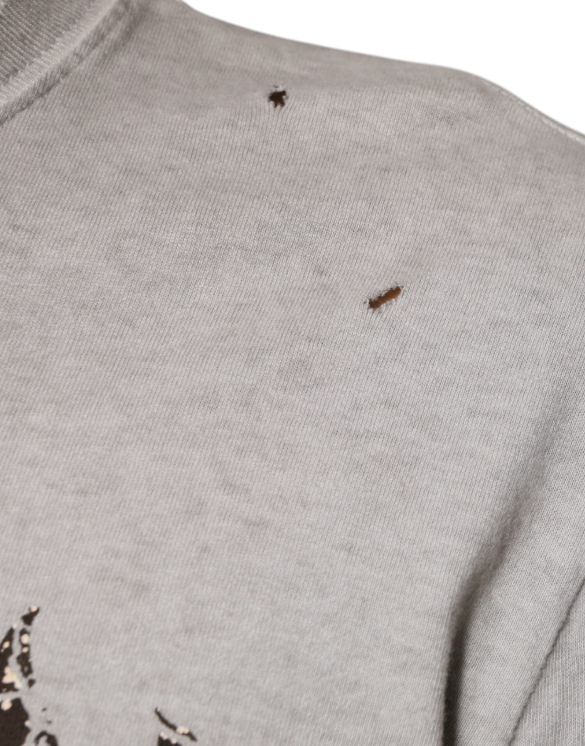 Dolce & Gabbana Grå Mönstrad Bomulls-Crouched Pullover-Tröja