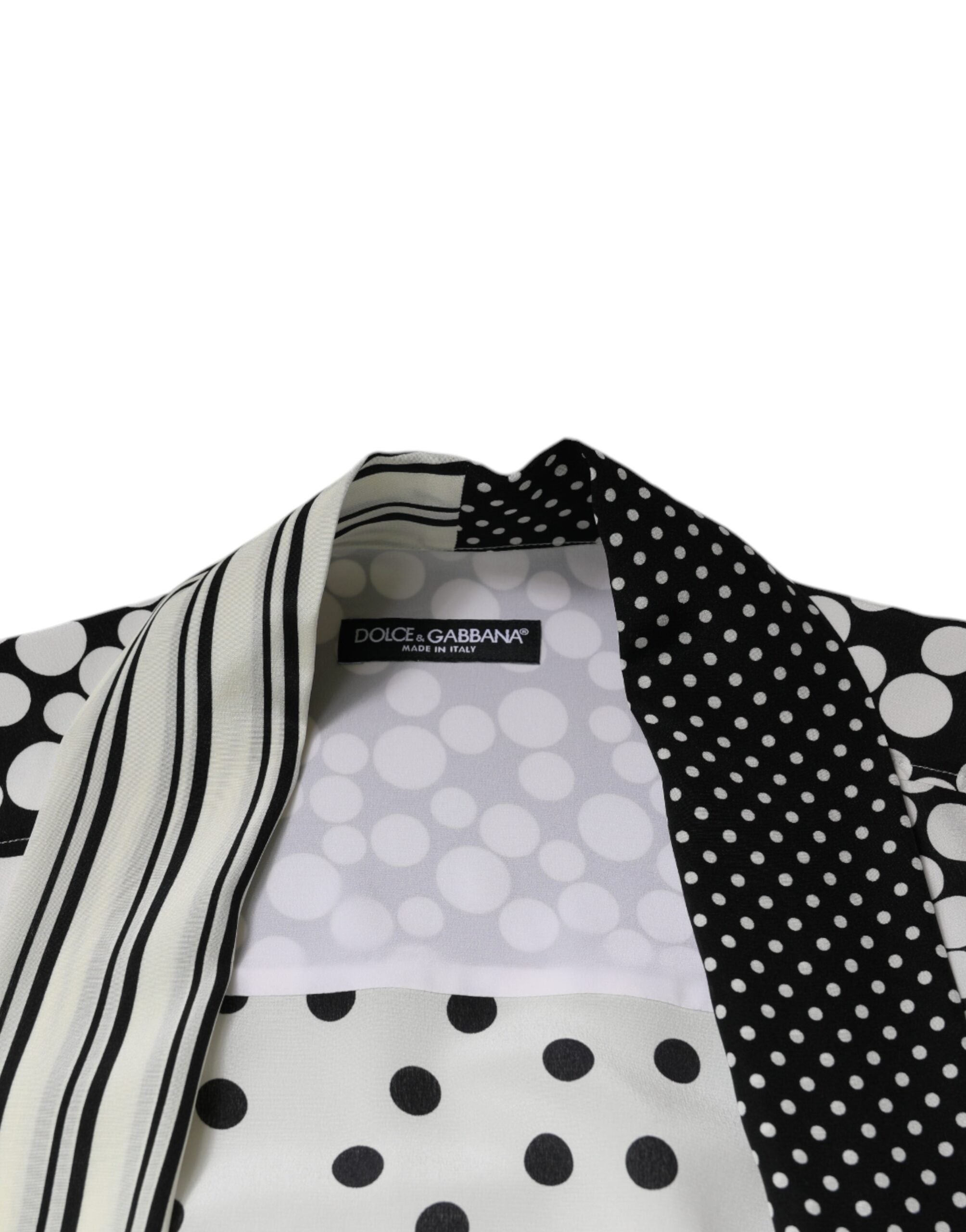Dolce & Gabbana Svart Vit Prickig Sidenskjorta Herr Casual