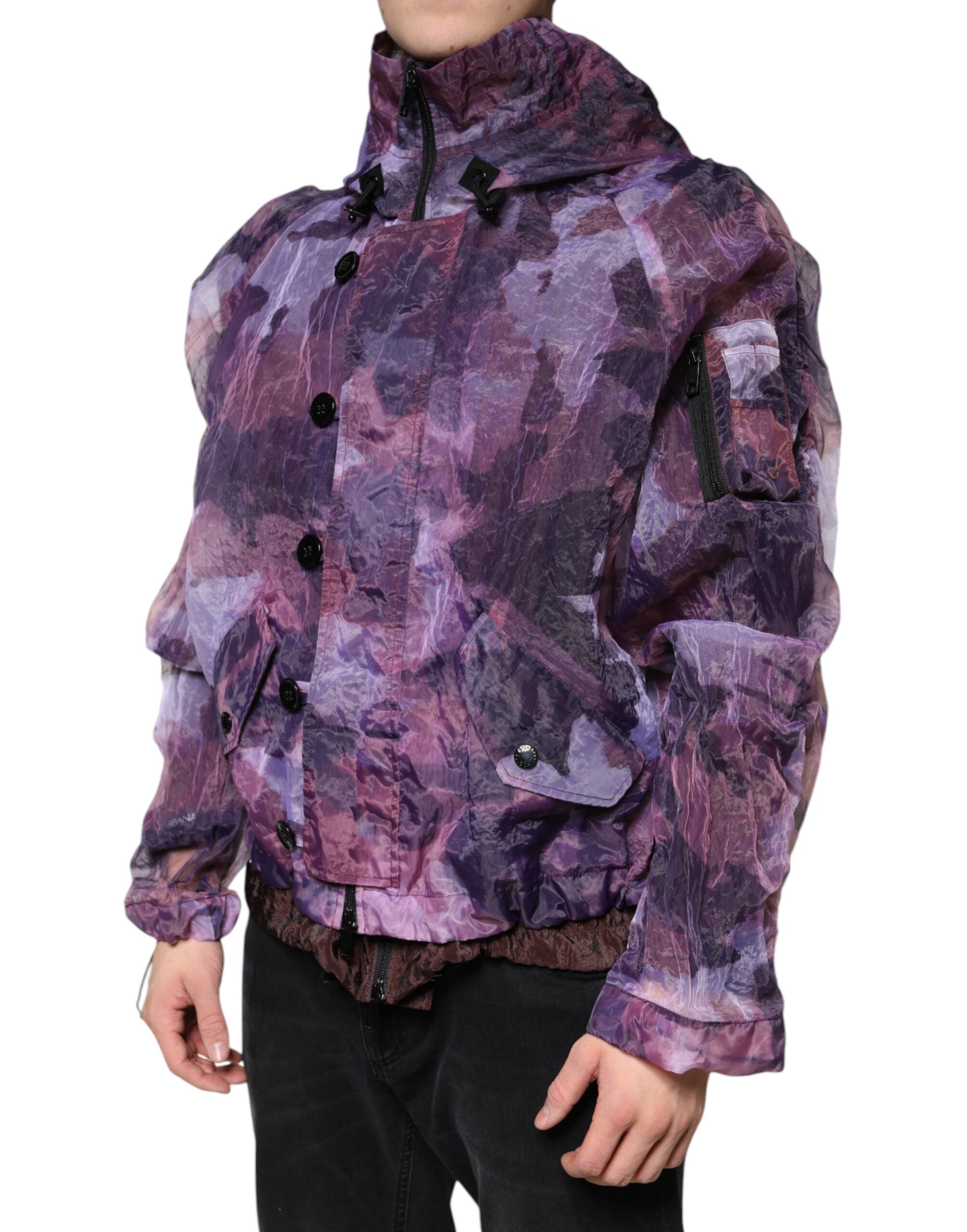 Dolce & Gabbana Lila Kamouflage Hooded Herr Blousonjacka