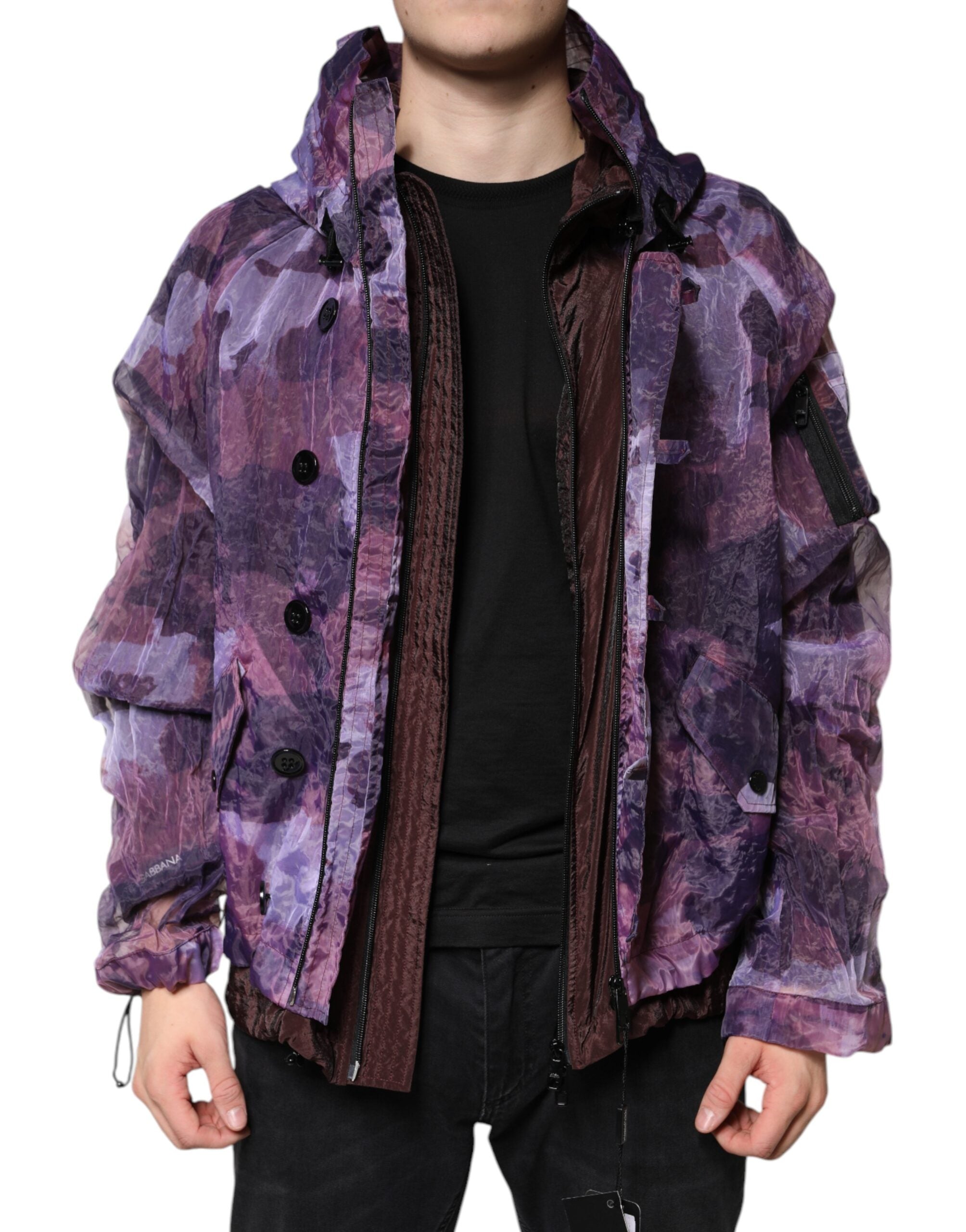 Dolce & Gabbana Lila Kamouflage Hooded Herr Blousonjacka