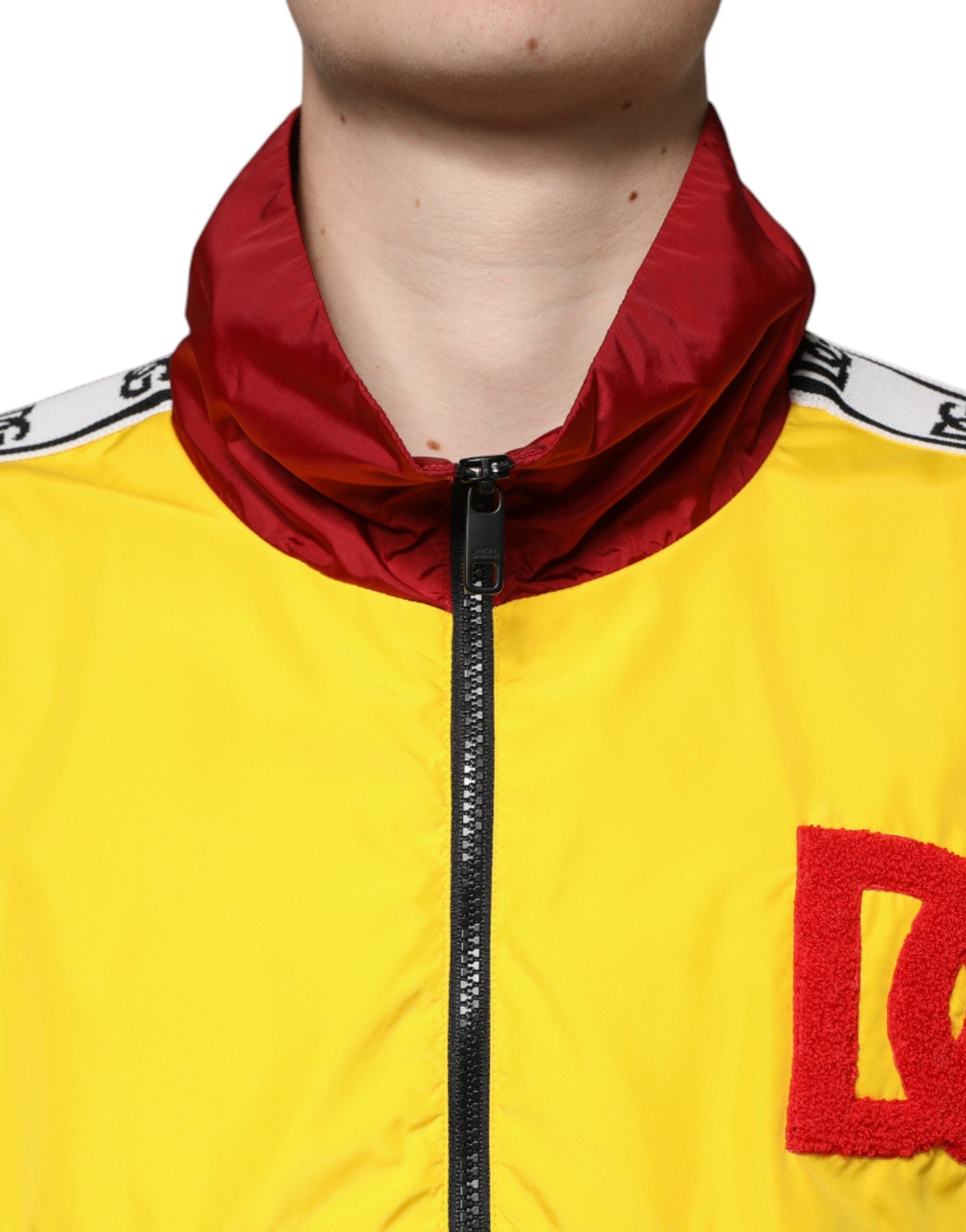 Dolce & Gabbana Flerfärgad Patchwork Herrtröja med Hel Dragkedja