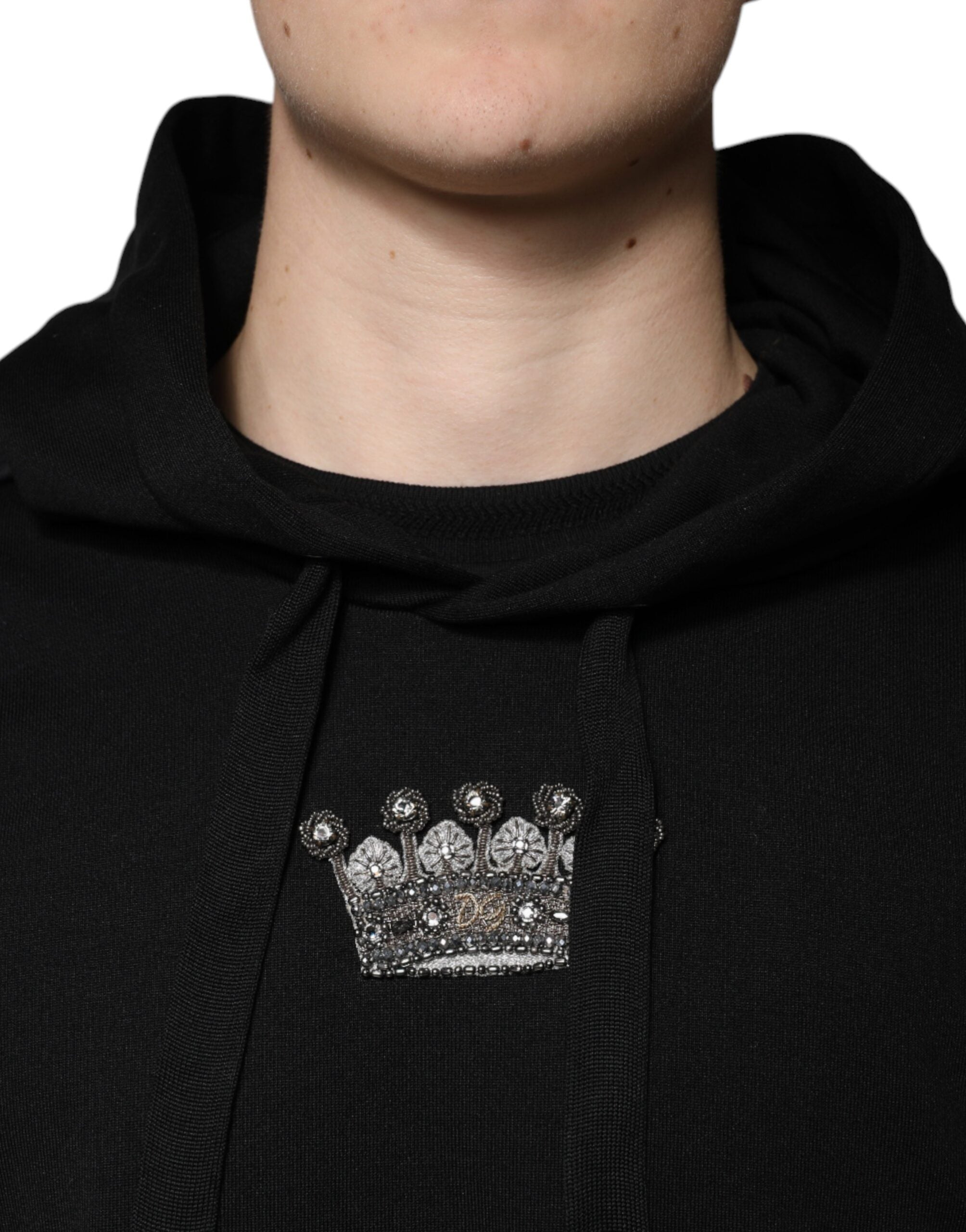 Dolce & Gabbana svart krona bomullslucktröja