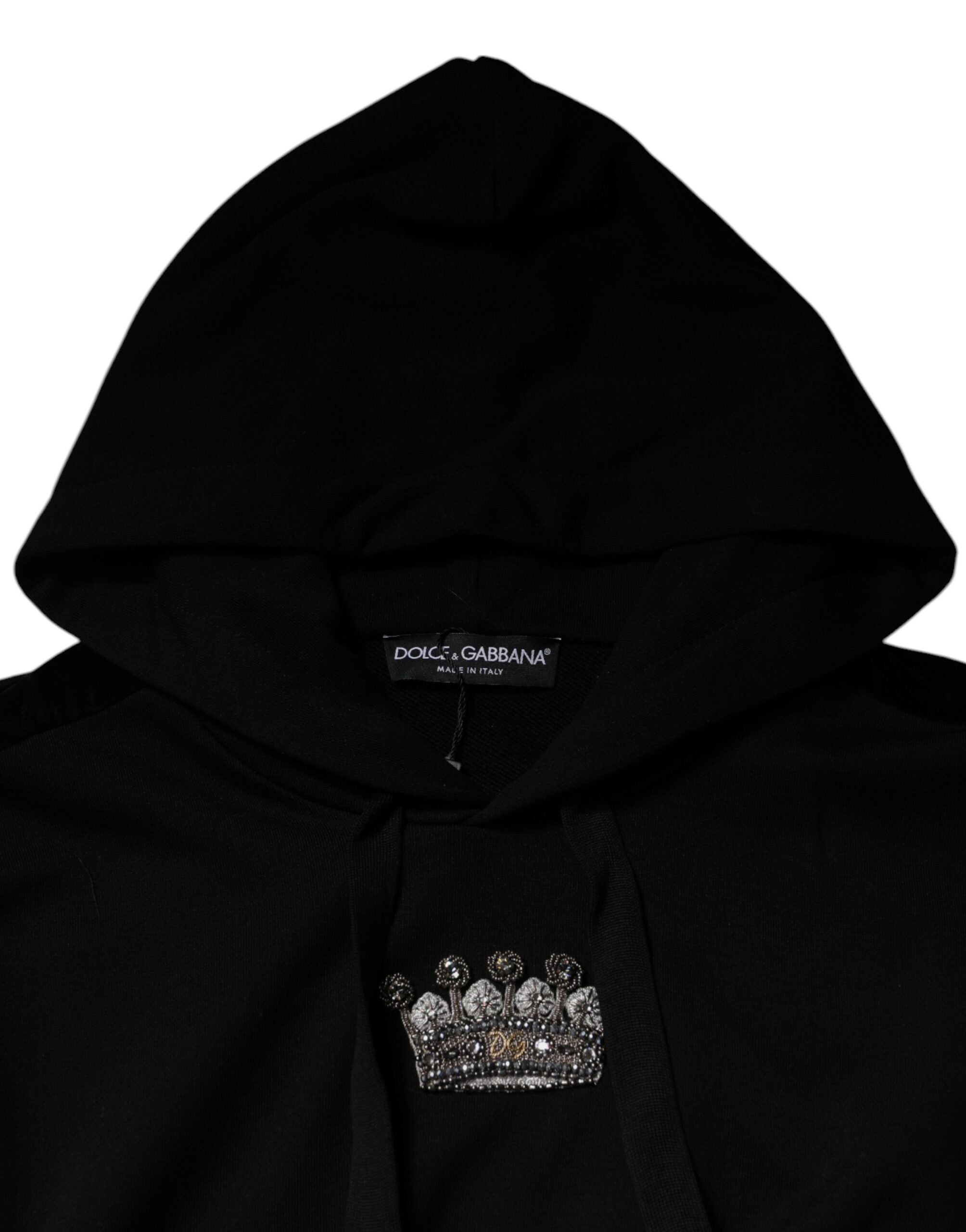Dolce & Gabbana svart krona bomullslucktröja