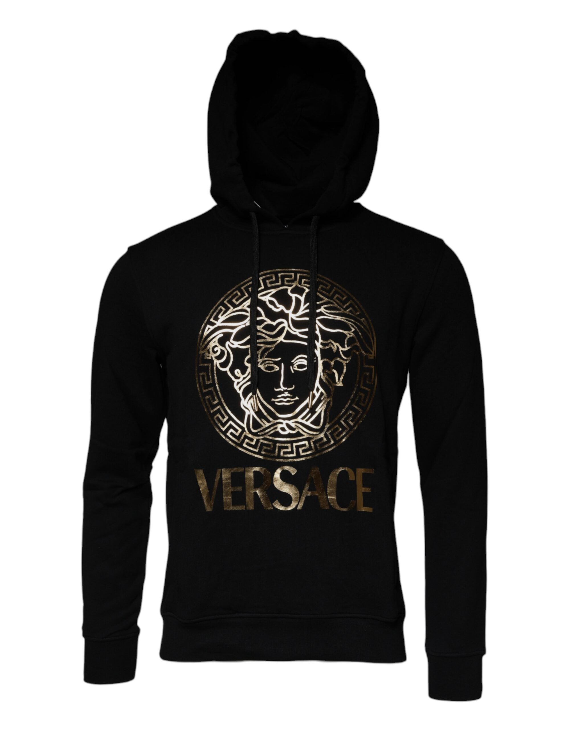 Versace Svart Medusa Bomull Hoodie Pull Sweatshirt Tröja
