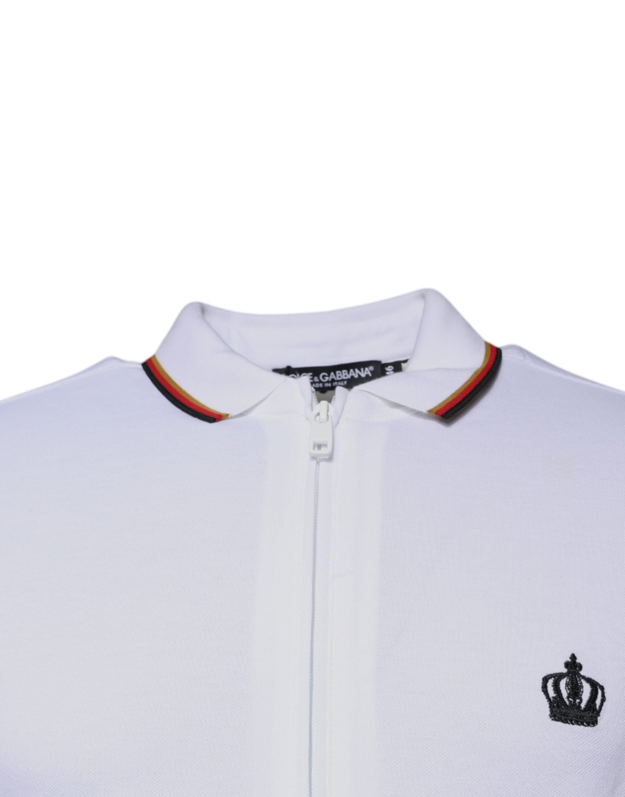 Dolce & Gabbana Vit Krona Herr Hel Dragkedja Sweatshirt Tröja